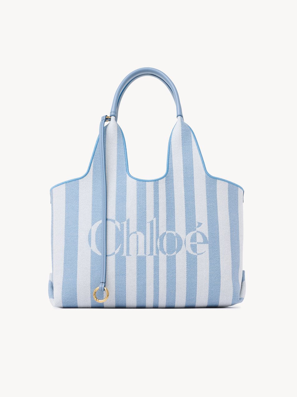 CHLOE Stripy east-west tote bag in jacquard Surfing Blue