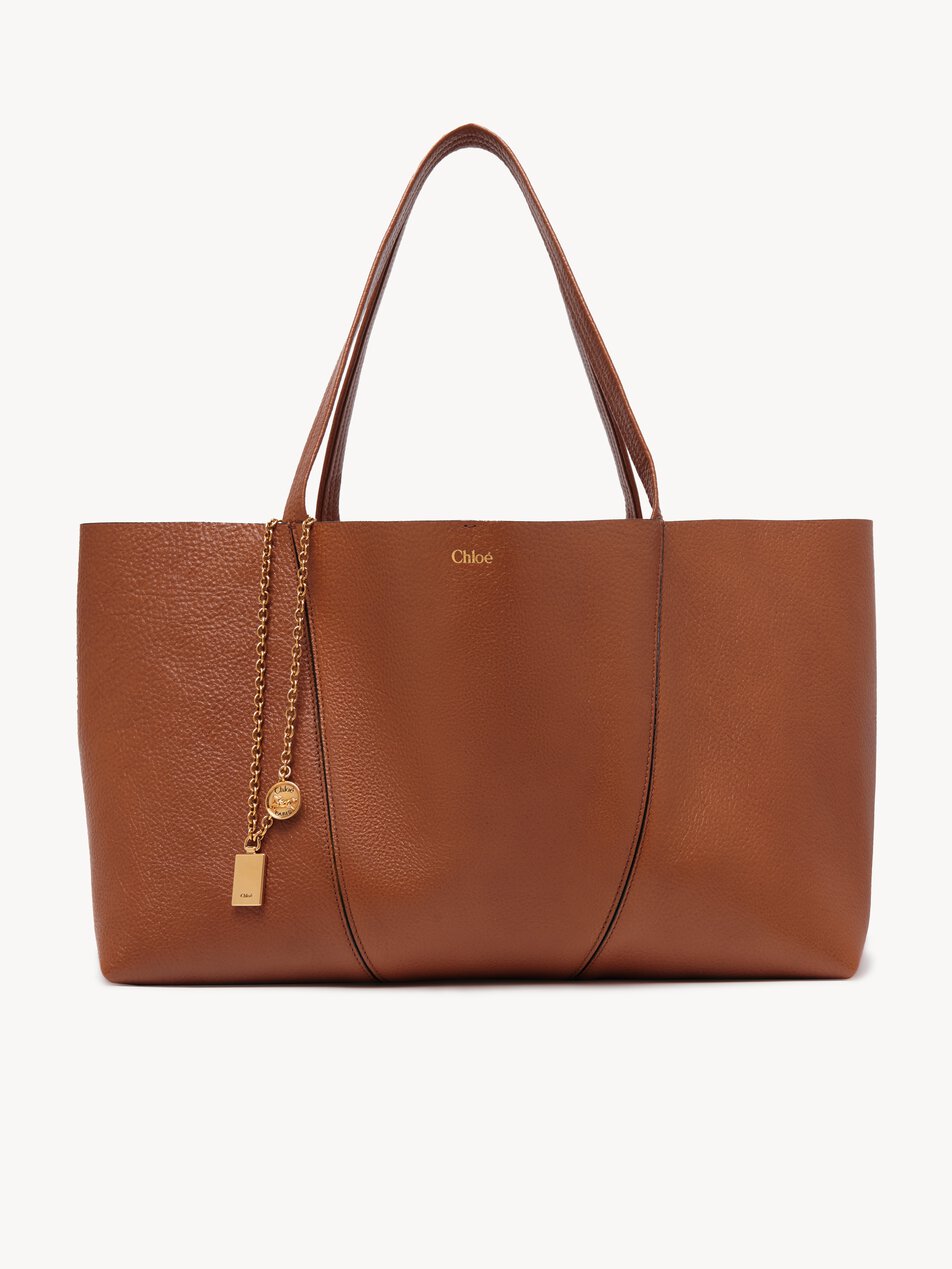 CHLOE Spin east-west tote bag in grained leather Clay Brown
