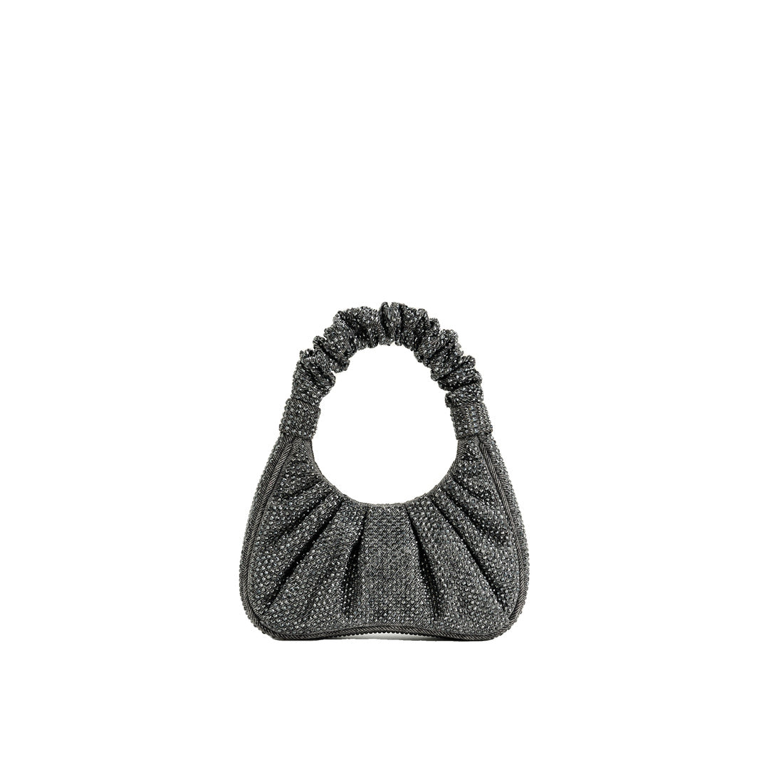 JW PEI Gabbi Artificial Crystal Medium Ruched Hobo Handbag - Anthracite