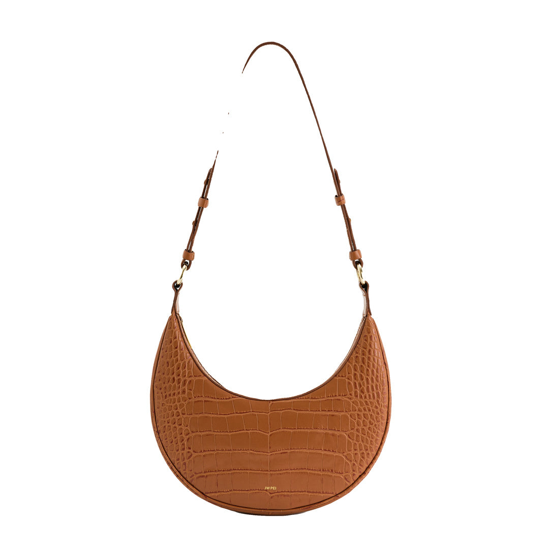JW PEI Carly Saddle Bag - Acorn Brown Croc