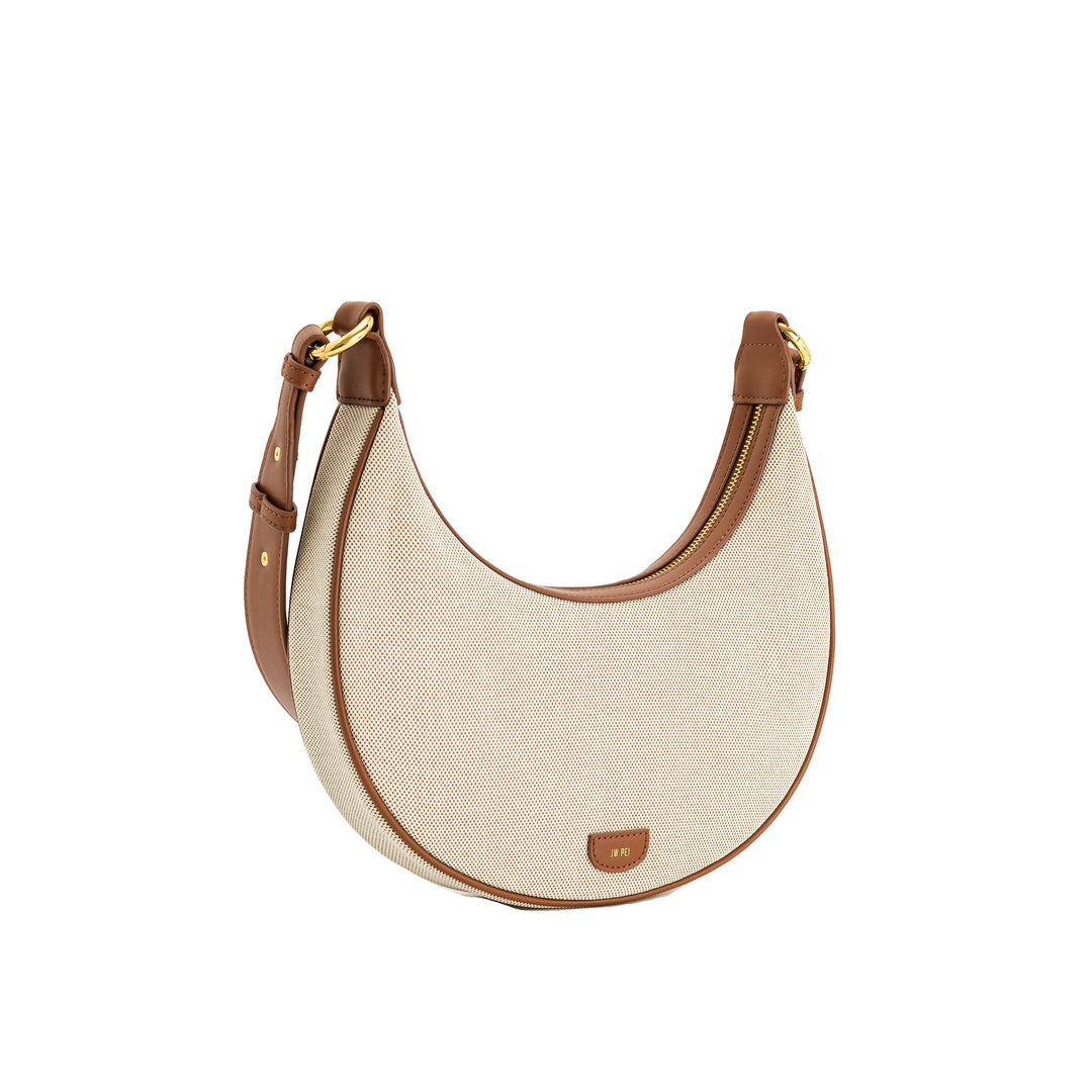 JW PEI Carly Canvas Saddle Bag - Beige