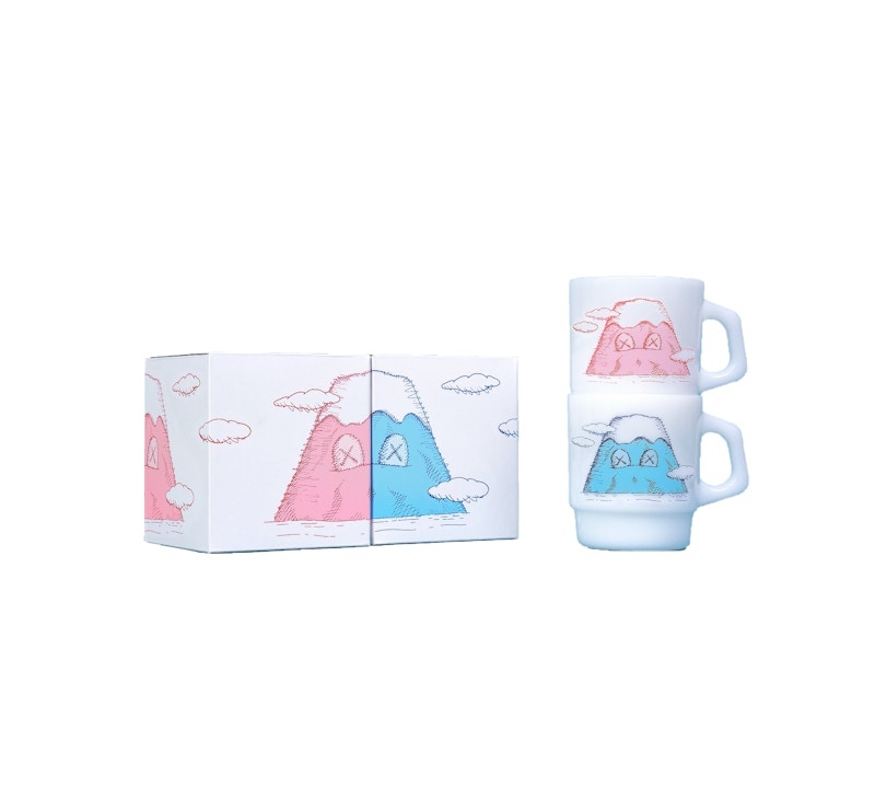 KAWS HOLIDAY JAPAN Mount Fuji Fire King Mug (Set of 2) Multicolor