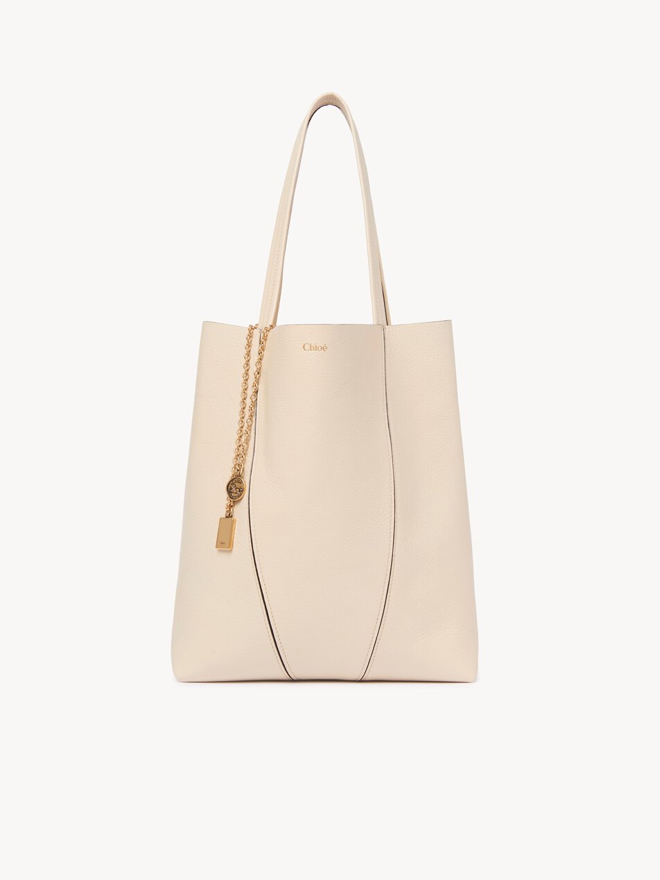 CHLOE Spin tote bag in grained leather Sweet Beige