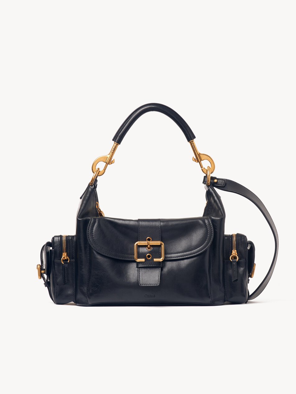 CHLOE Camera bag in shiny leather Evening Blue
