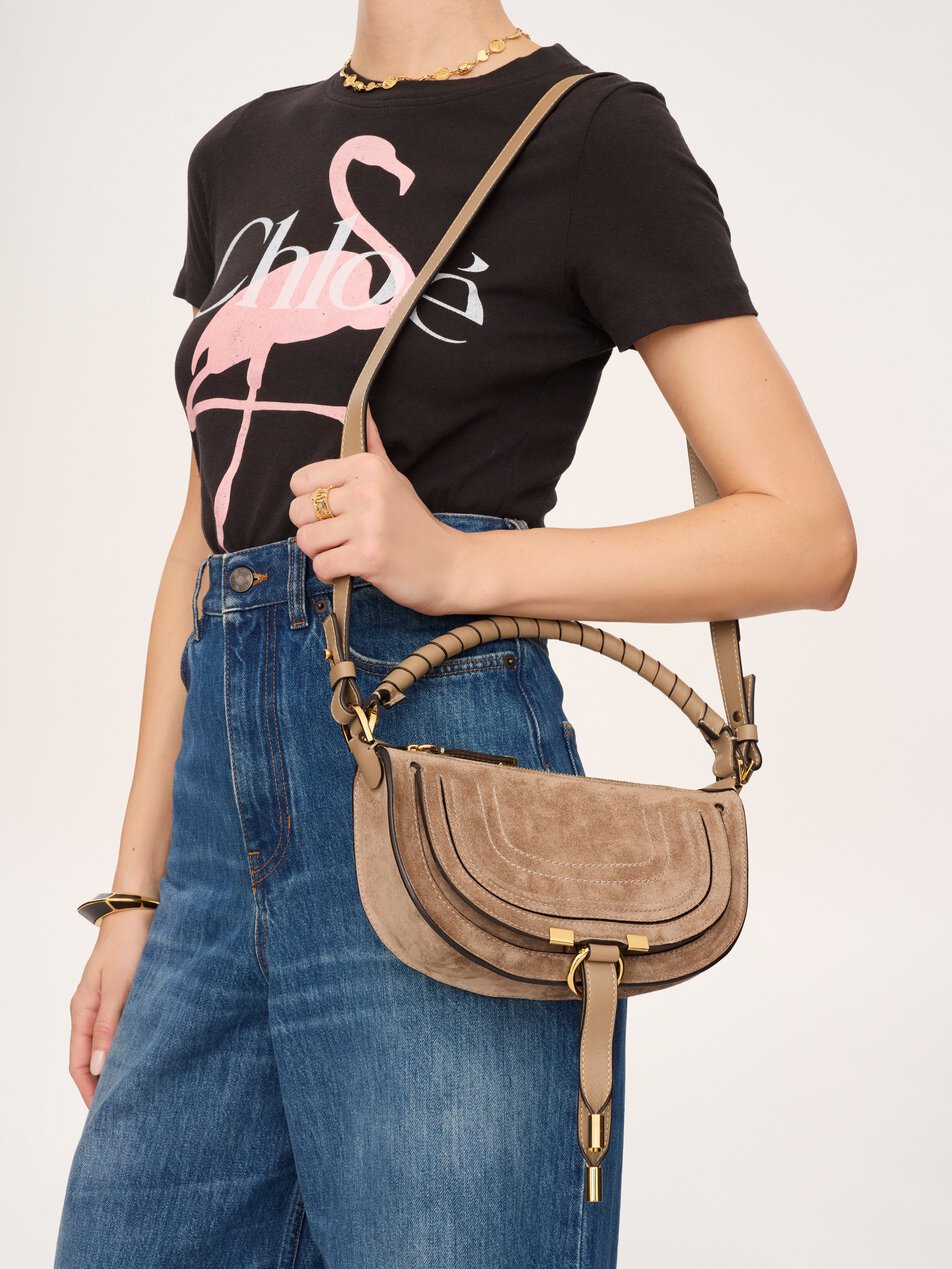 CHLOE Mini Marcie shoulder bag in suede leather Boyish Brown