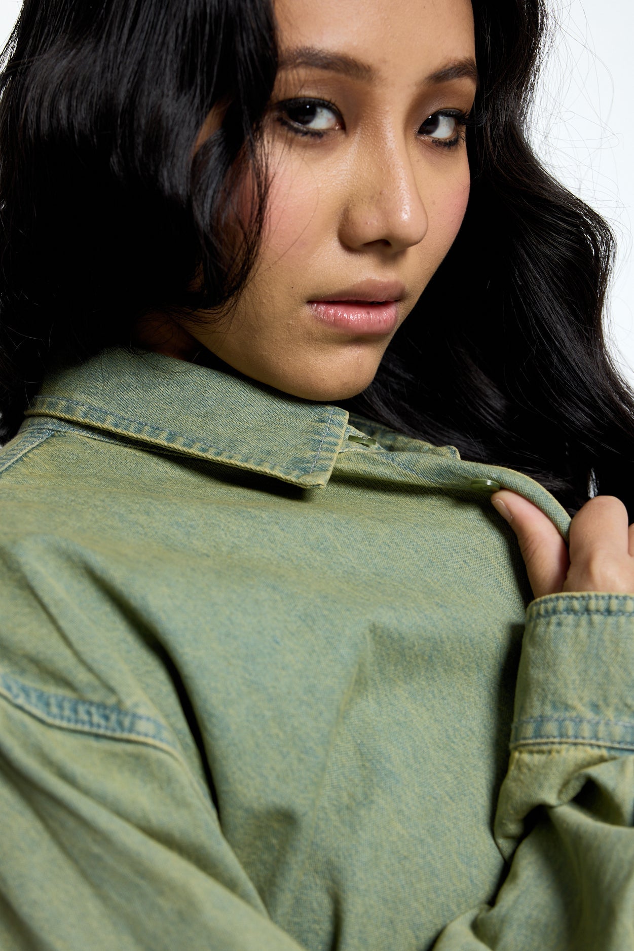 Washed Olive Denim Shirt