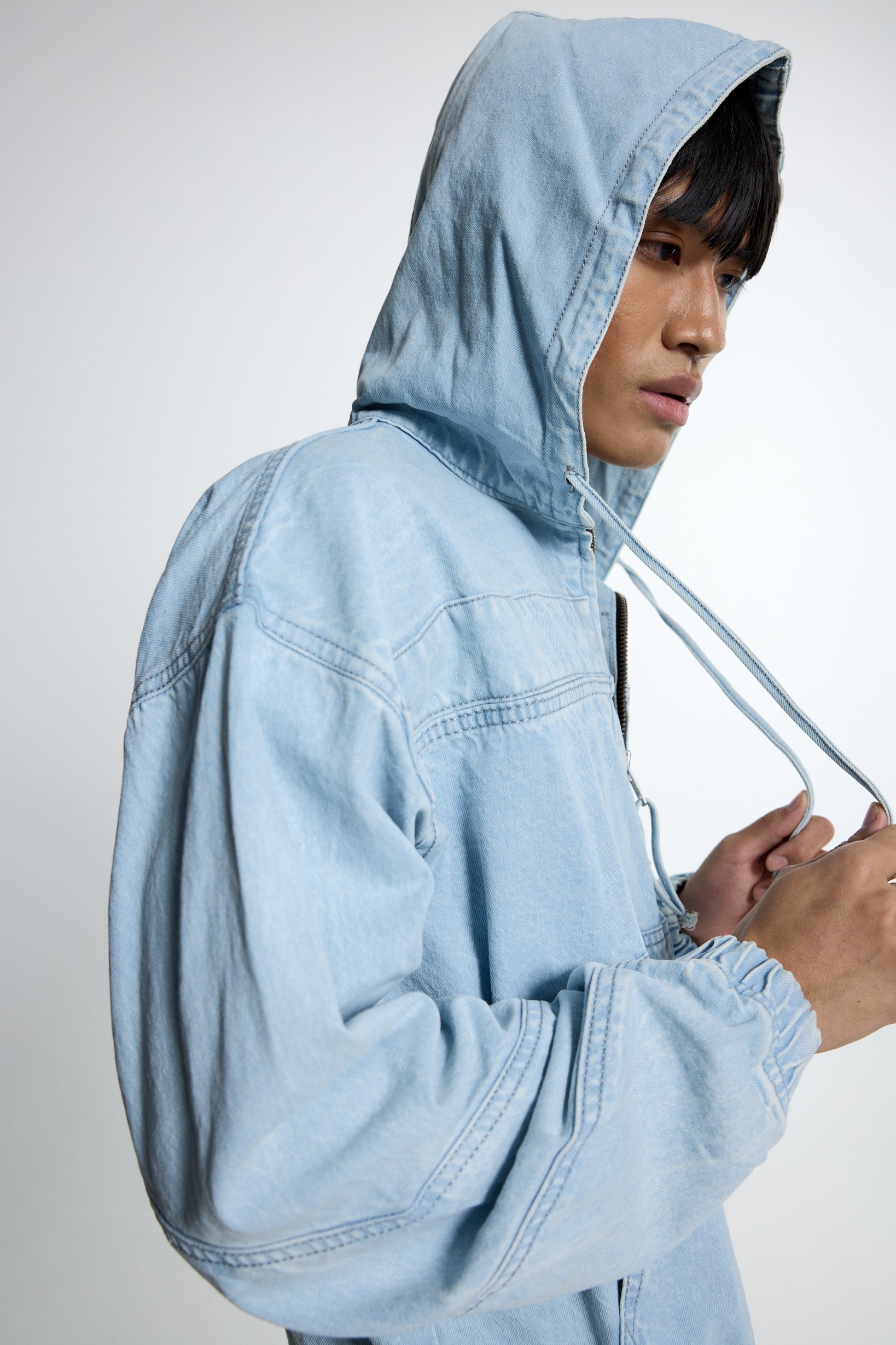 Light Blue Washed Denim Hoodie