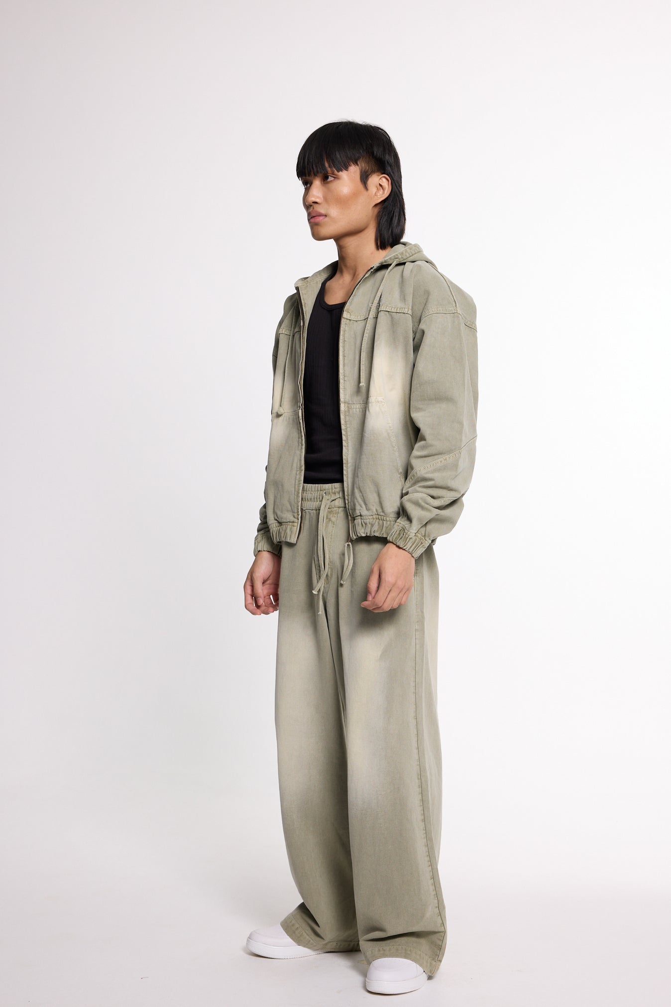 Olive Washed Denim Co-ord Set