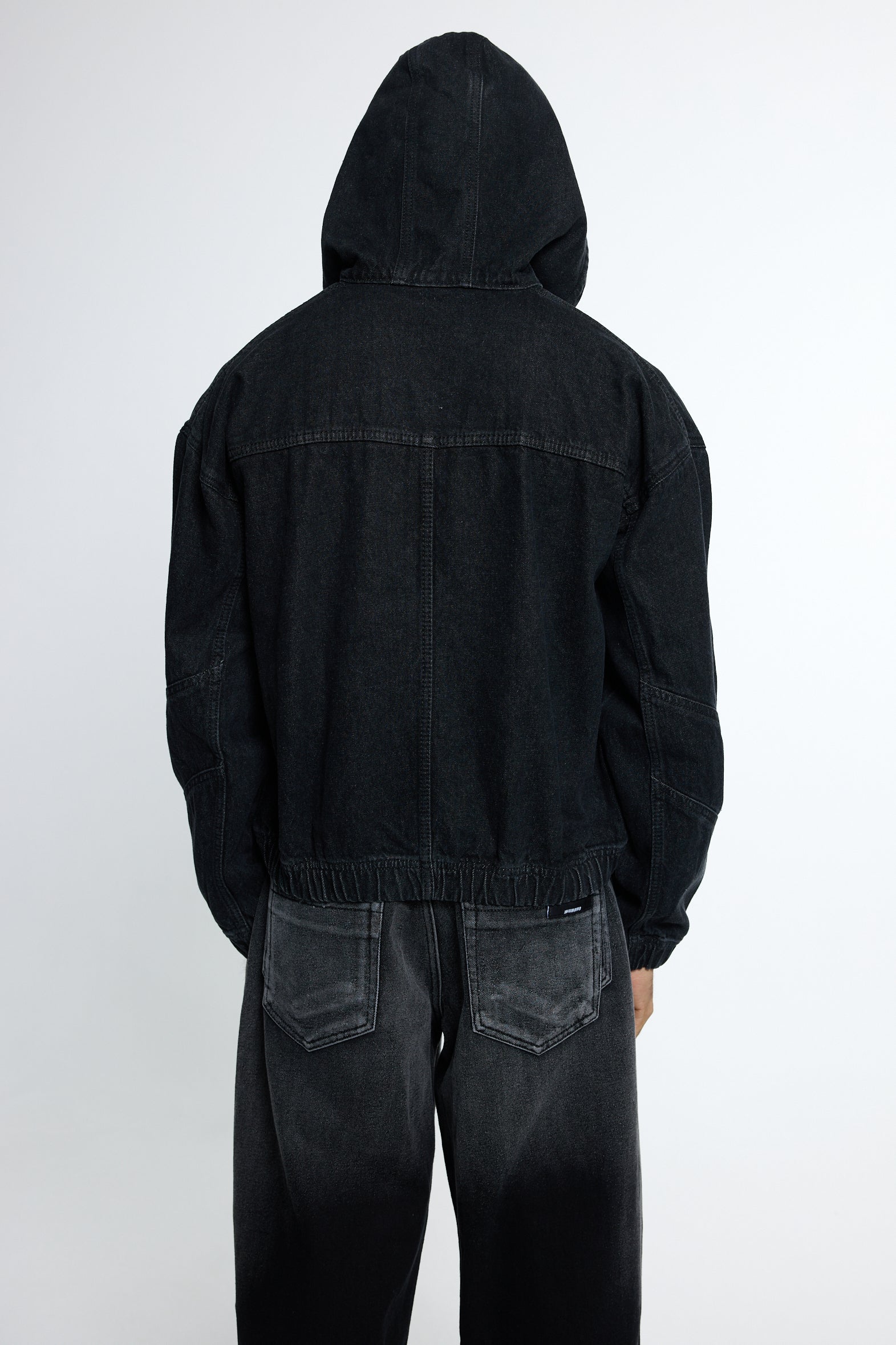Black washed Denim Hoodie