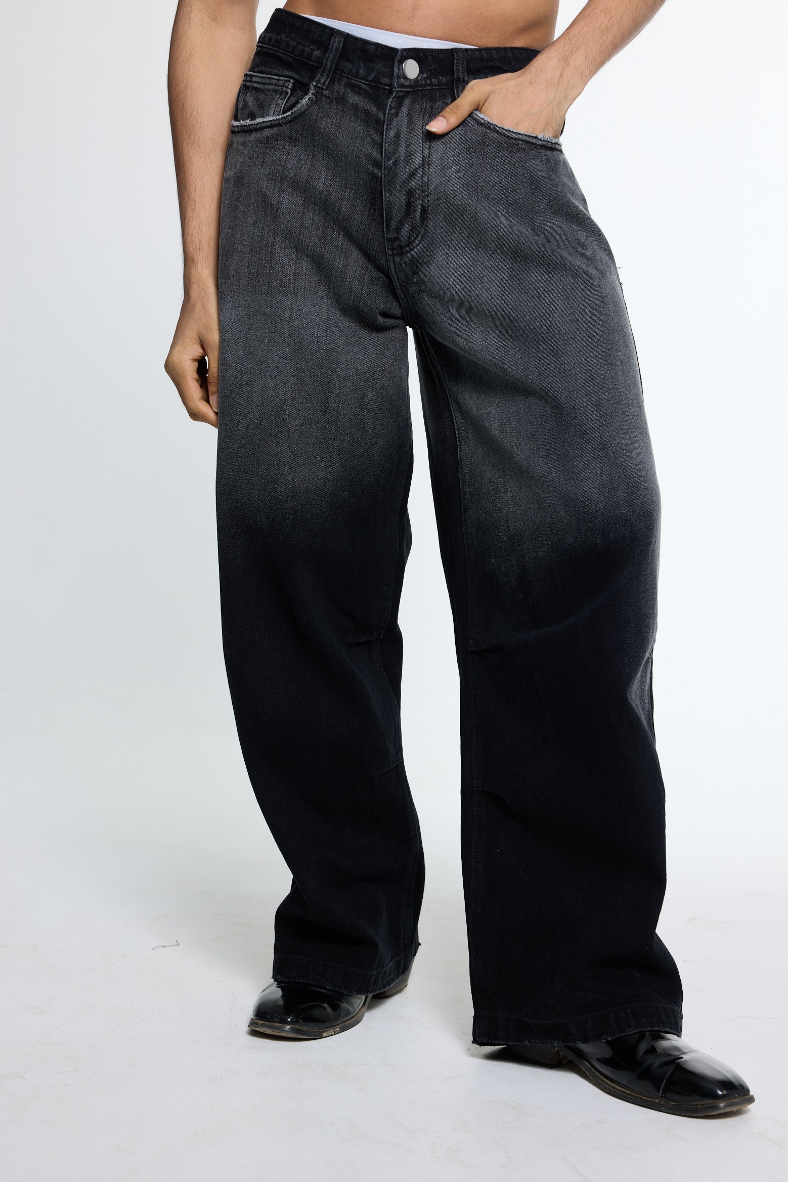 Black Washed Denim Hoodie & Bottoms