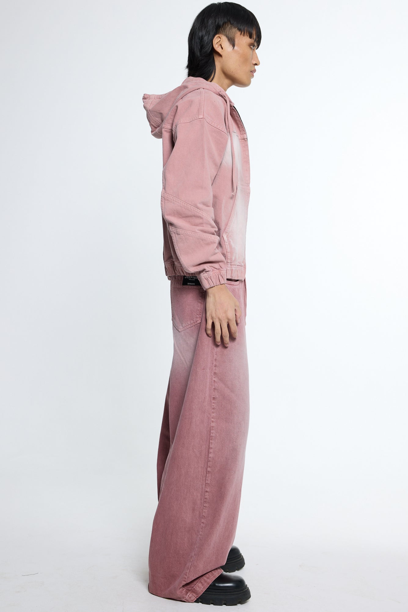 Pink Washed Denim Hoodie