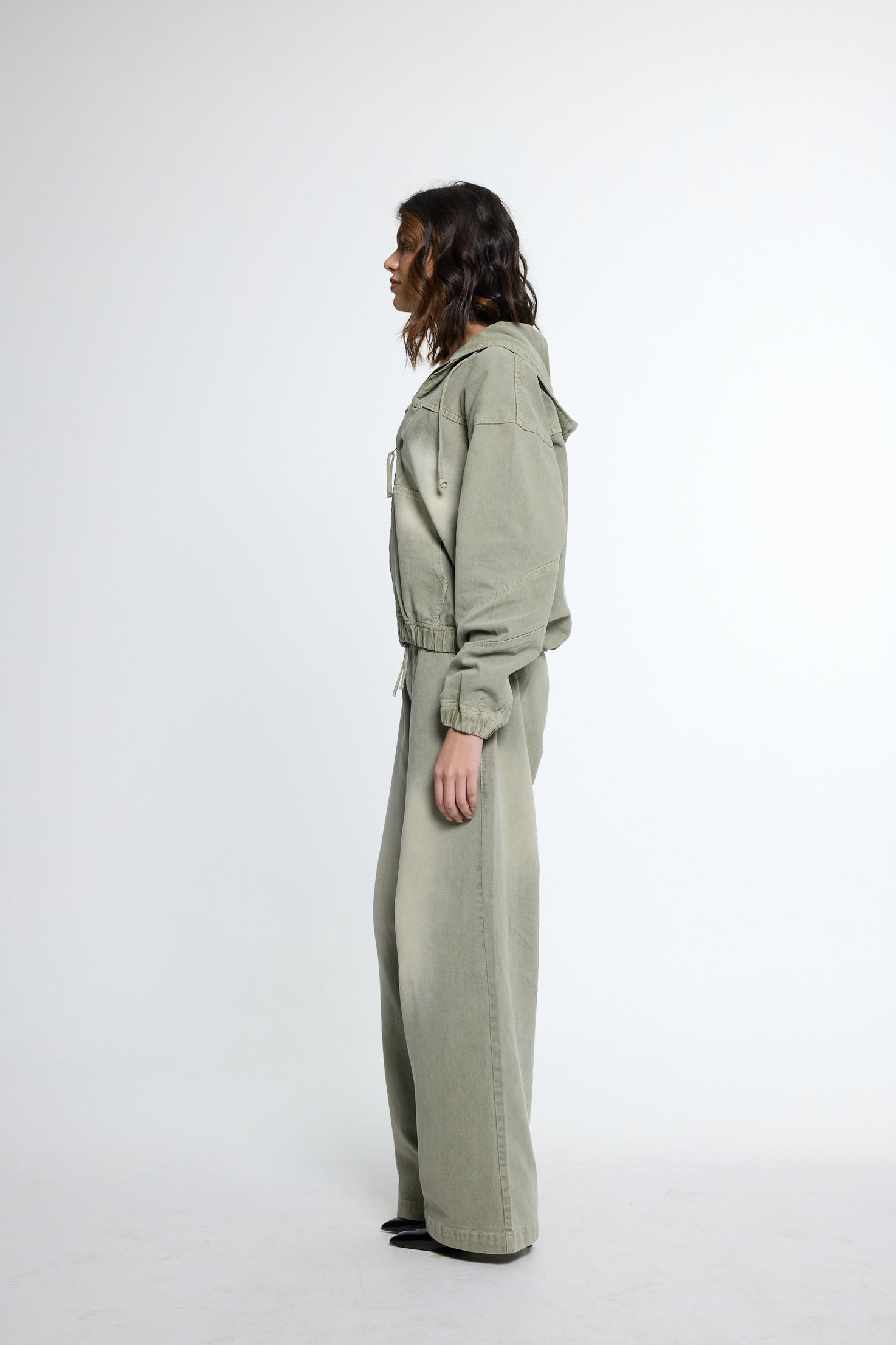 Olive Washed Denim Co-ord Set