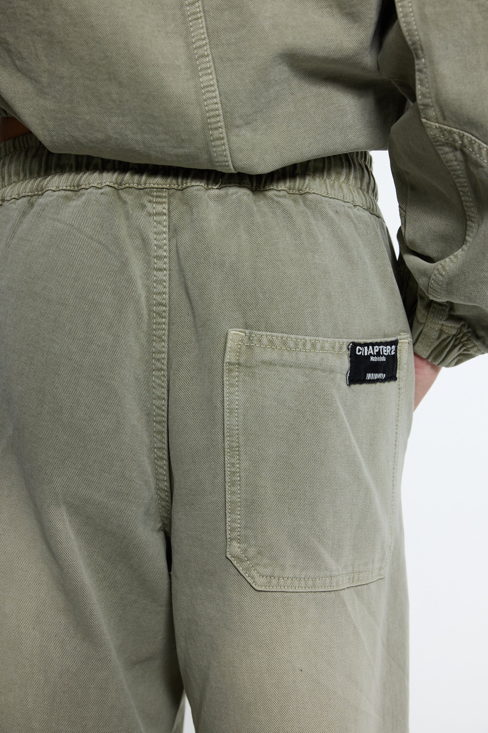 Olive Washed Denim Joggers