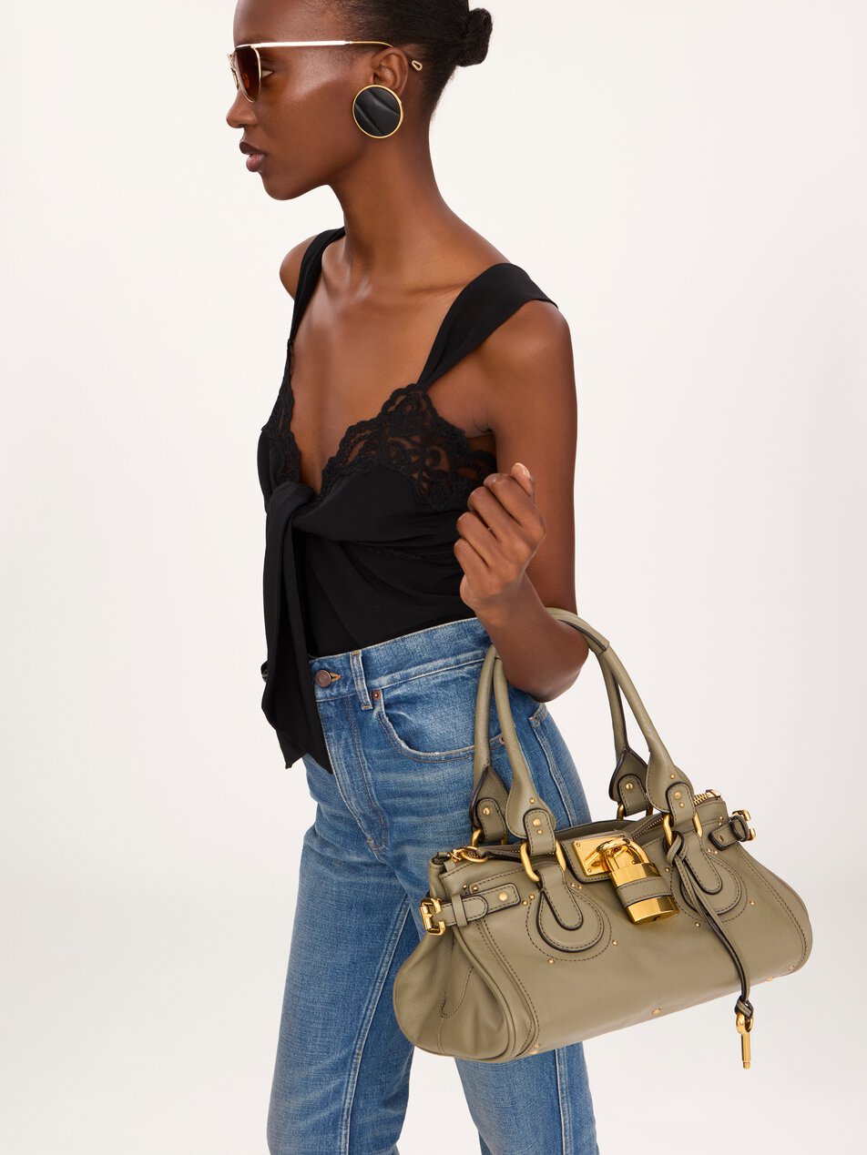 CHLOE Paddington bag in grained leather Aloe Green