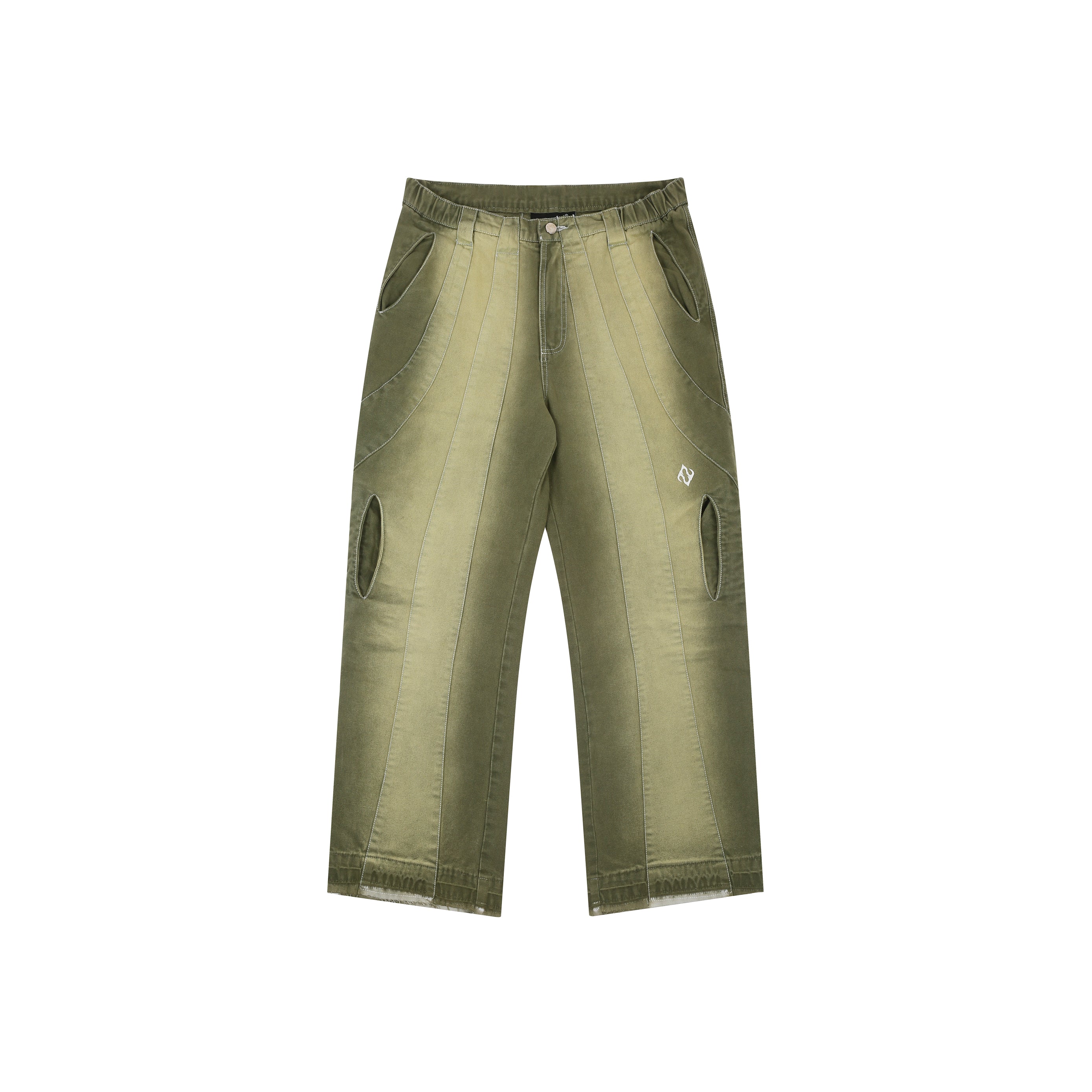 Infinity Panelled Jeans-Monkey Green