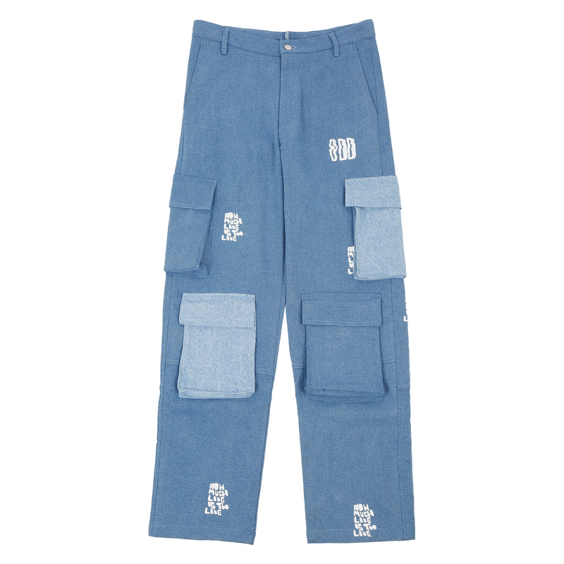 Dual Tone Denim Cargos | oddnoteven | Streetwear Pants Trousers by Crepdog Crew