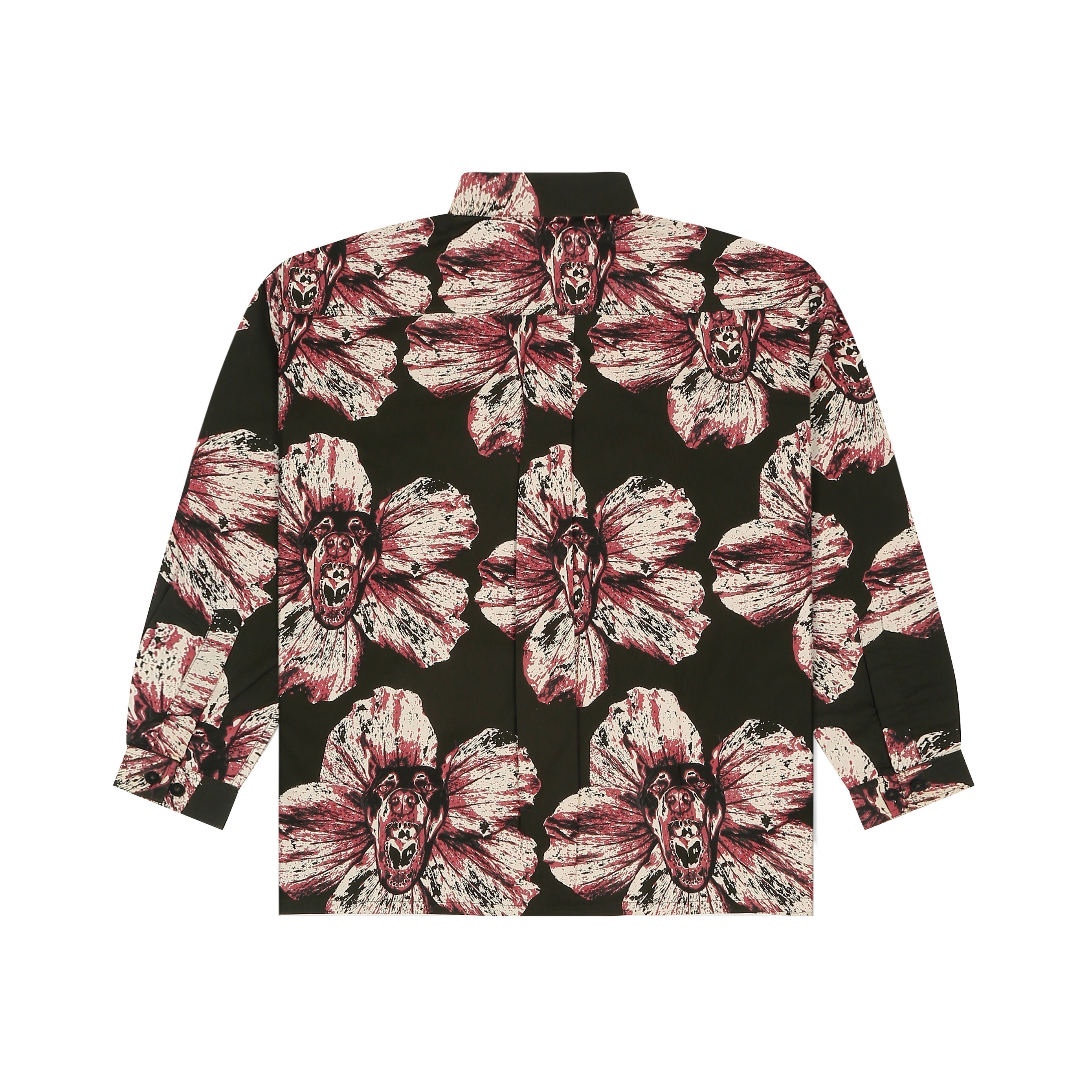 Canine printed oversized cotton shirt - Dark Green