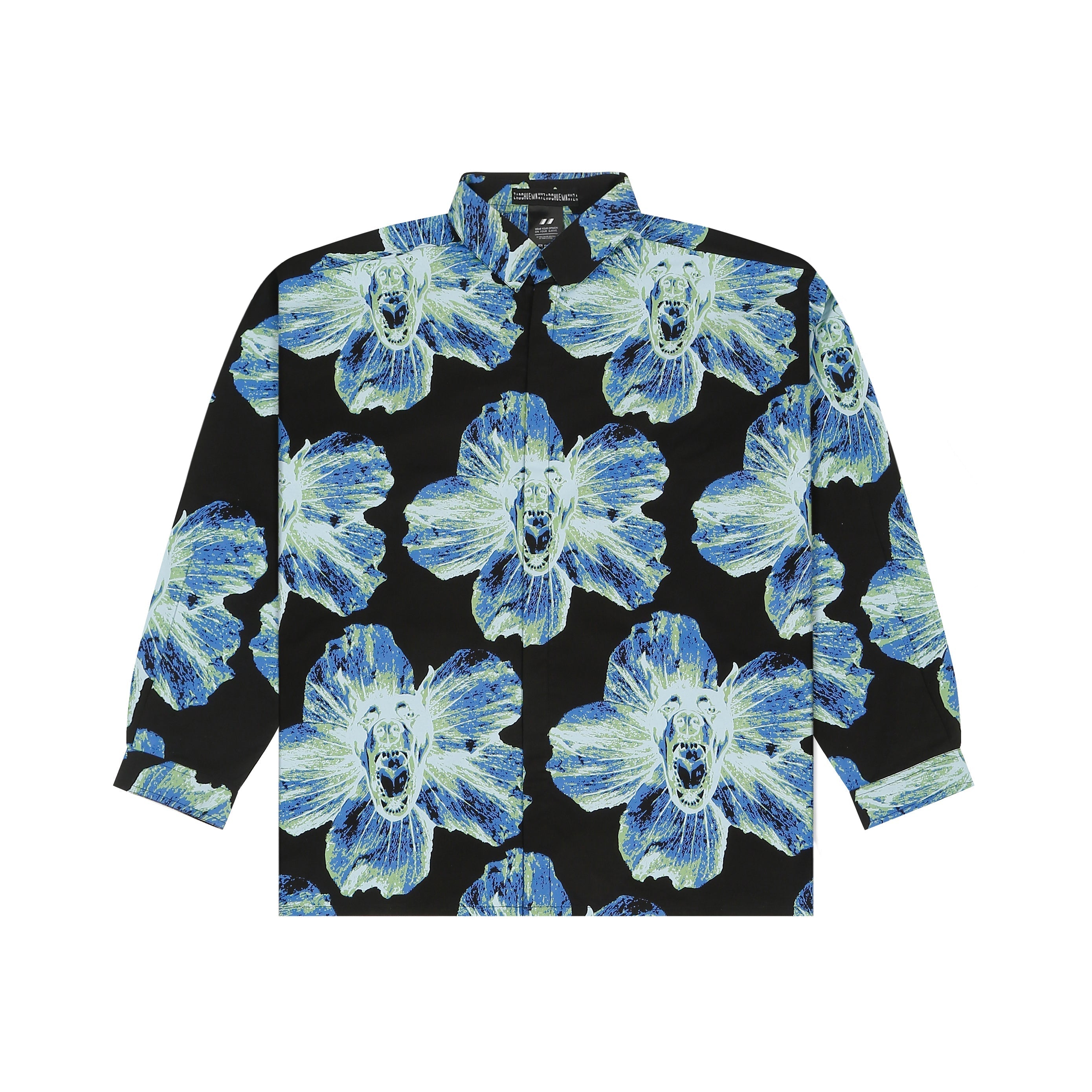 Canine printed oversized cotton shirt - Black