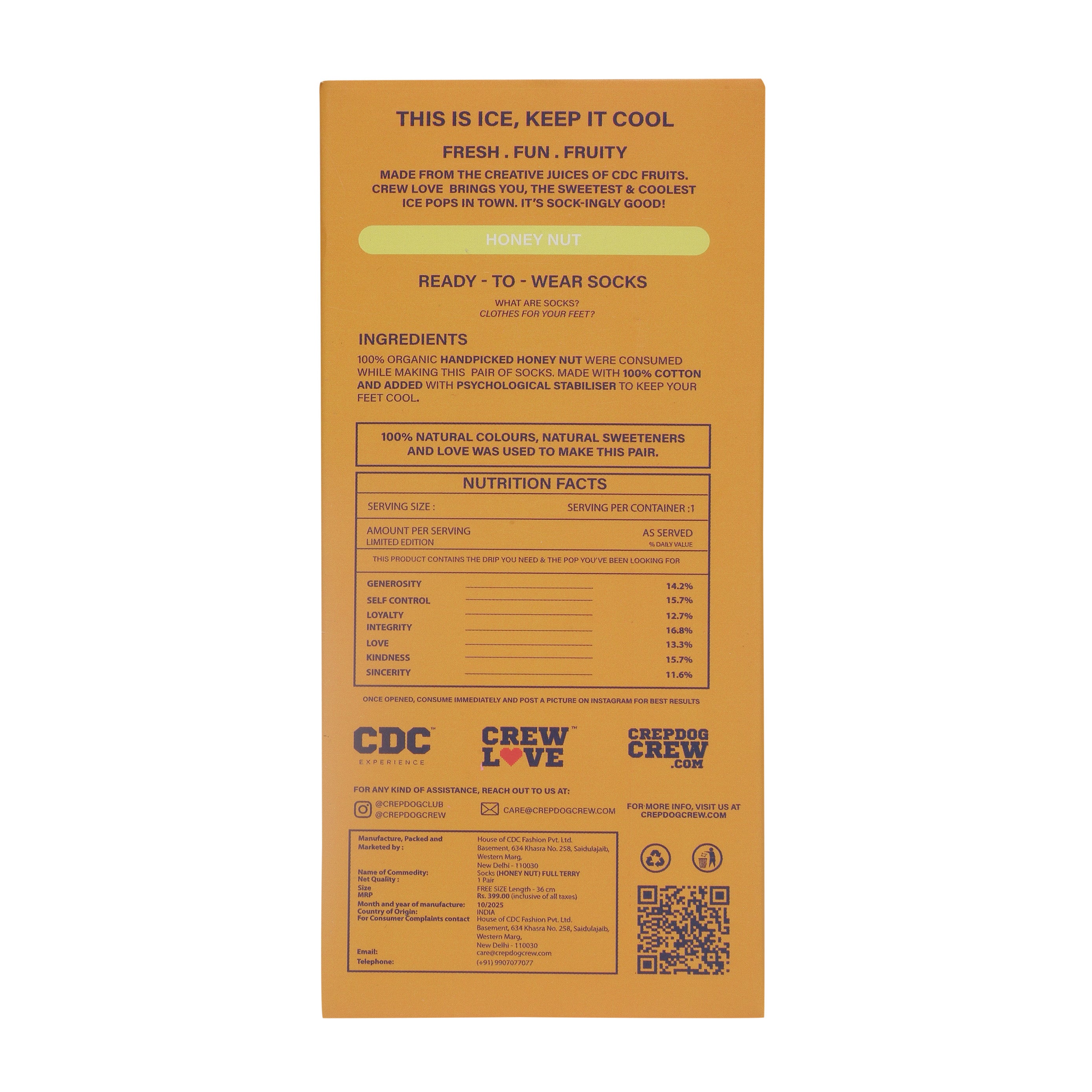 CDC ICE POP SOCKS - HONEY NUT