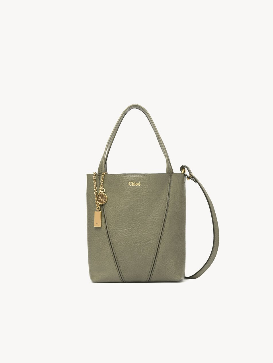 CHLOE Small Chloé Spin tote bag in grained leather Aloe Green