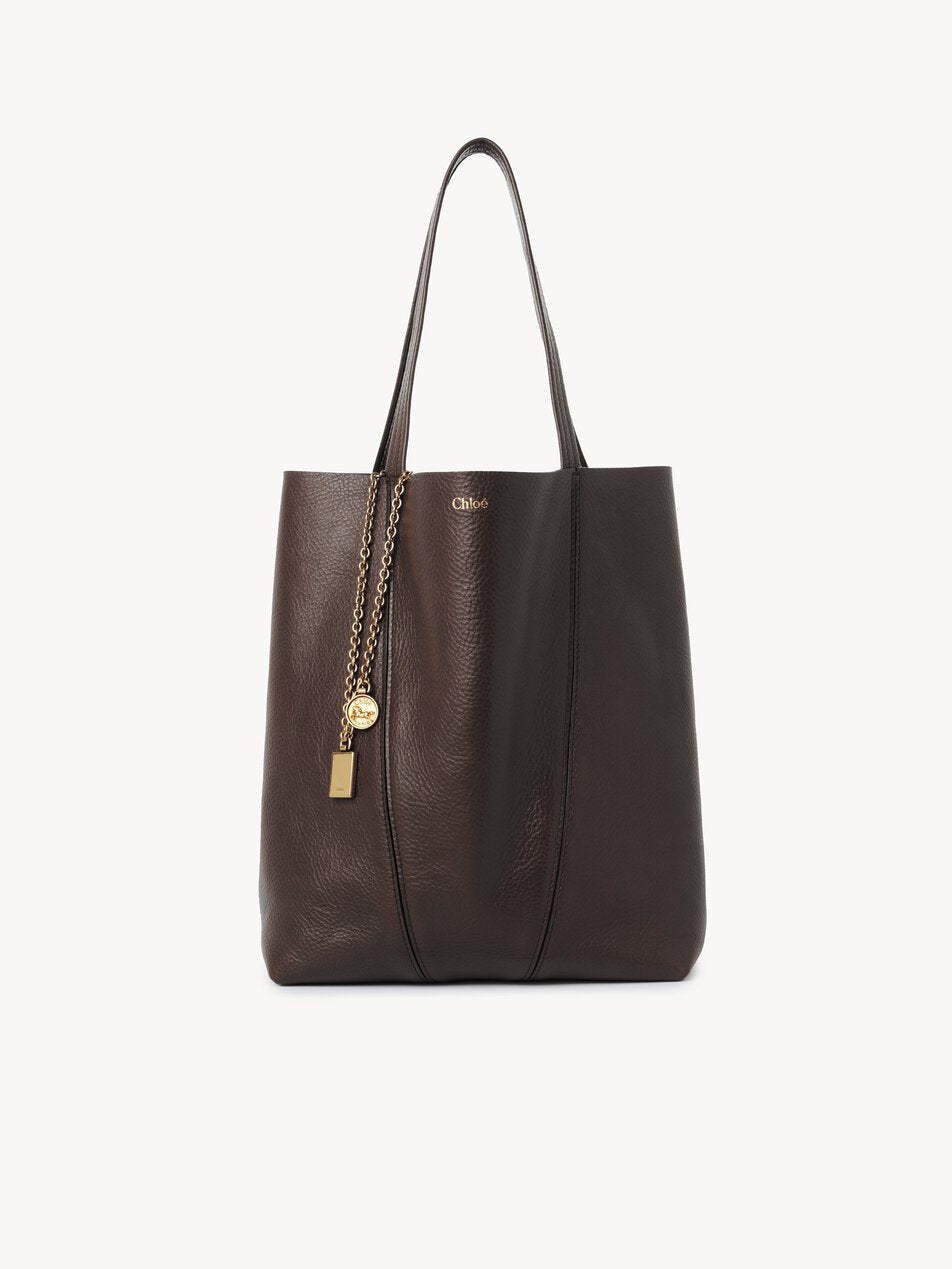 CHLOE Spin tote bag in grained leather Kohl Brown