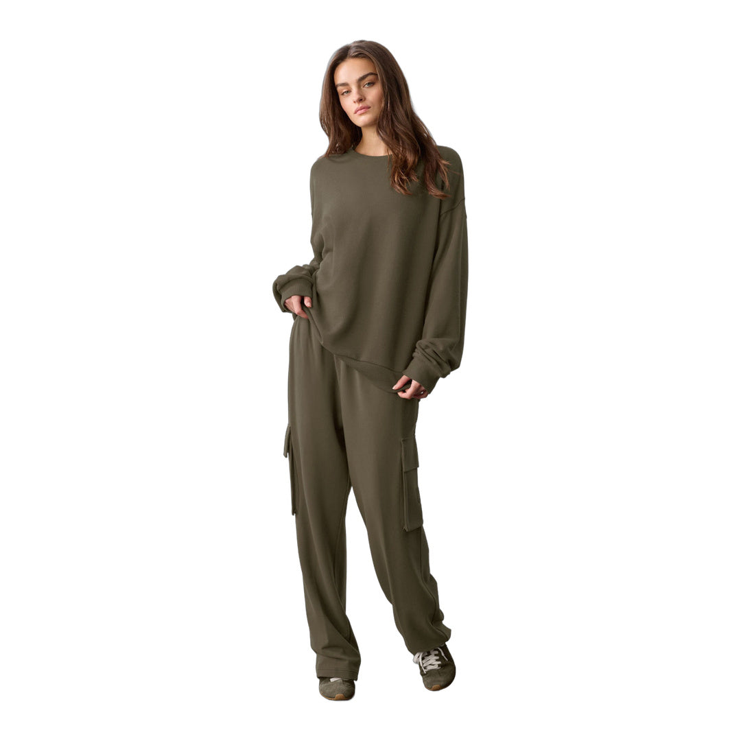alo Chill Crew Neck Pullover - Olive Tree
