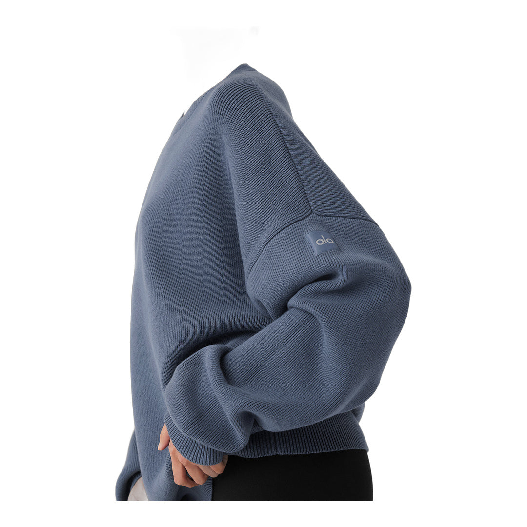 alo Scholar Crew Neck Sweater - Bluestone