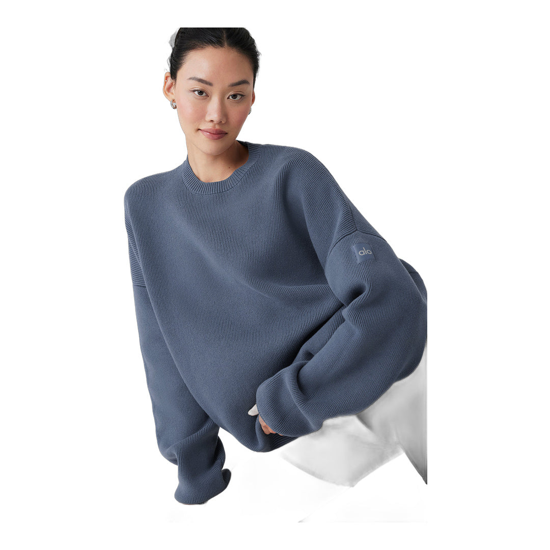 alo Scholar Crew Neck Sweater - Bluestone