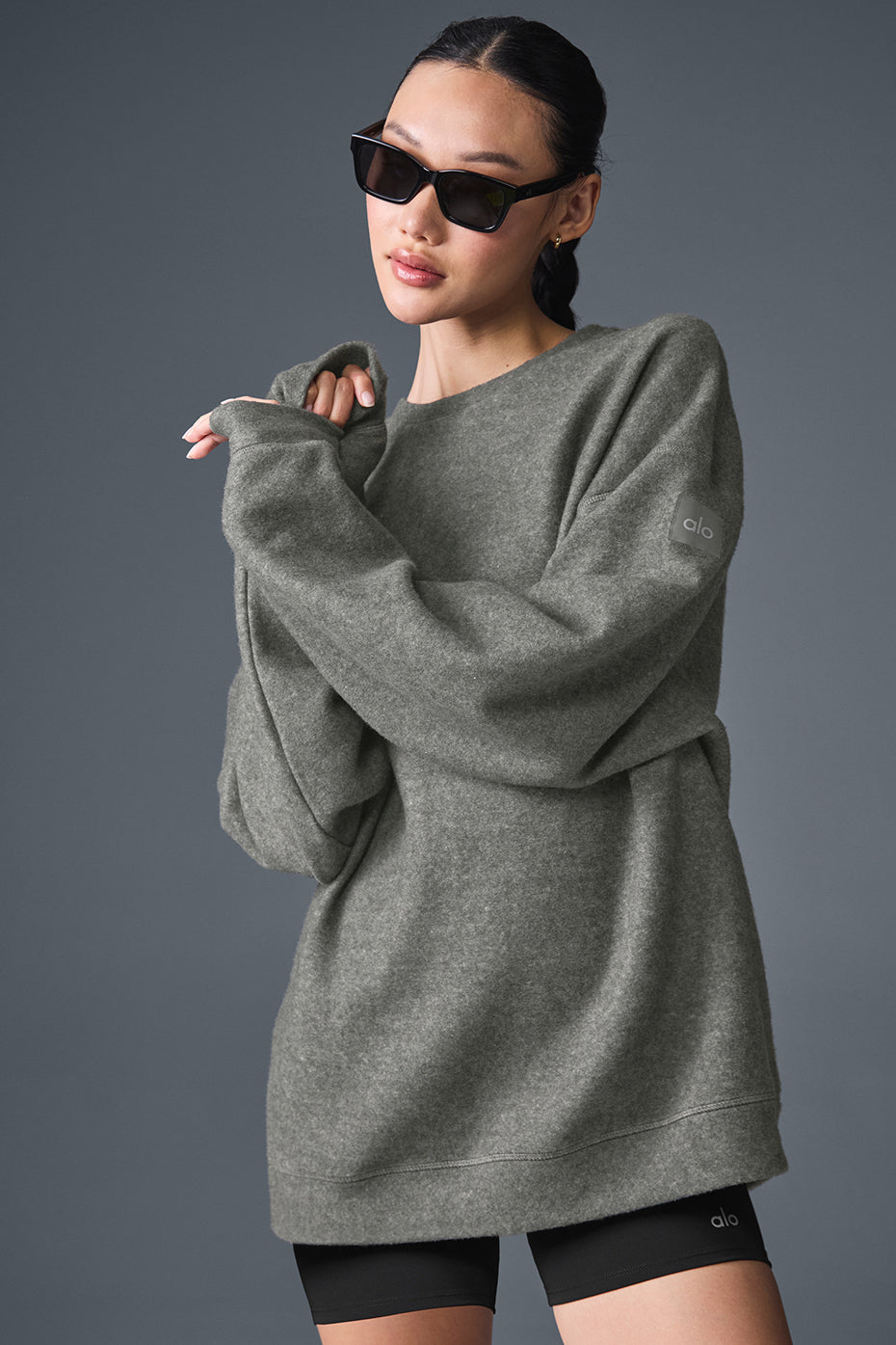 alo Triumph Restore Crew Neck Sweatshirt - Grey Triblend