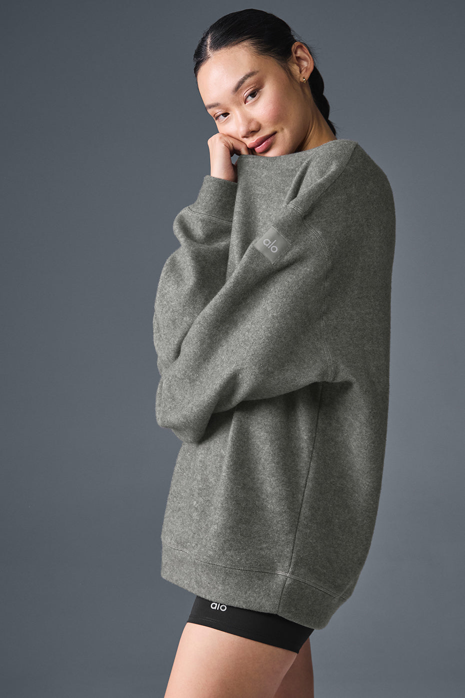 alo Triumph Restore Crew Neck Sweatshirt - Grey Triblend