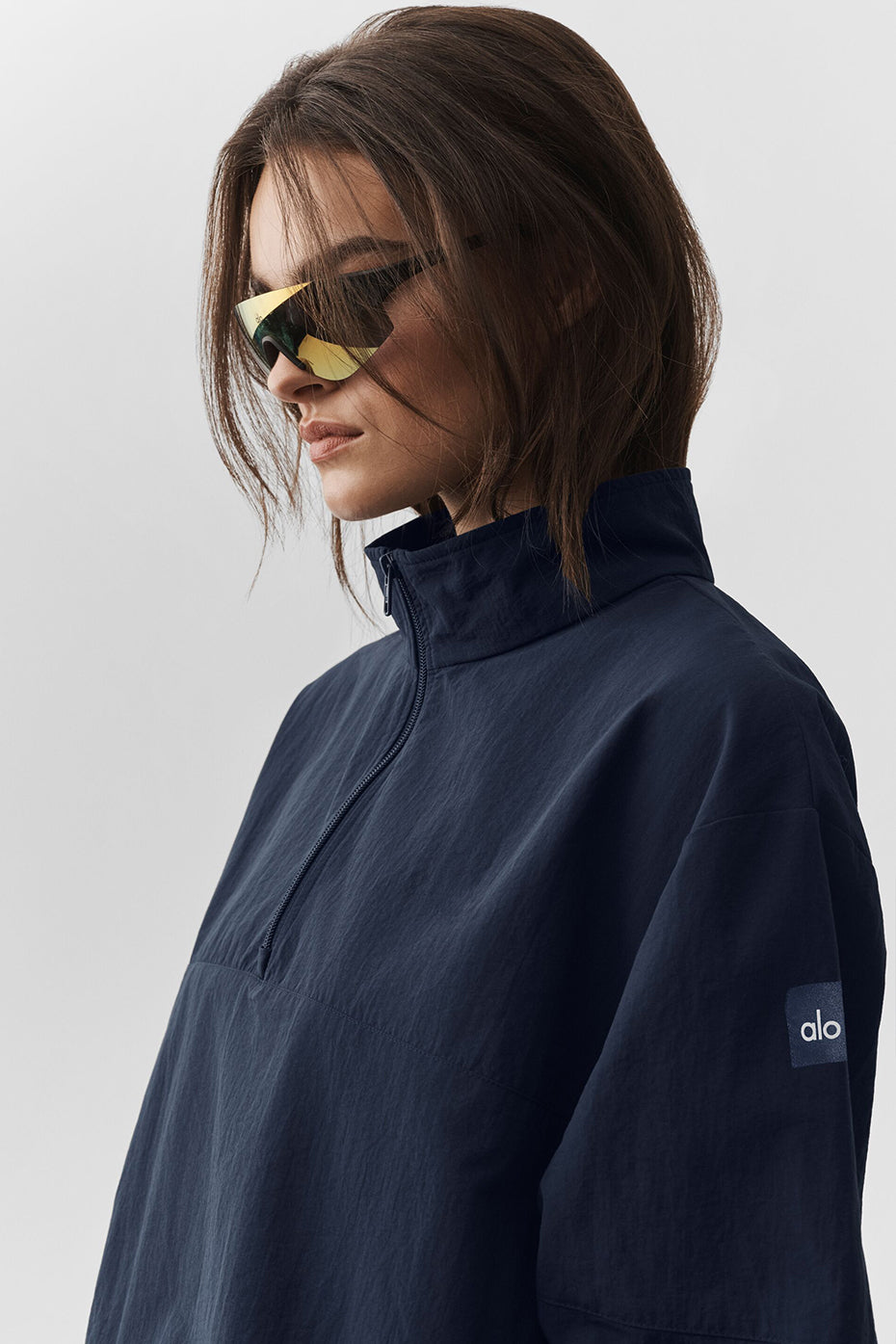 alo Light Weight Takeaway Track Pullover - Navy