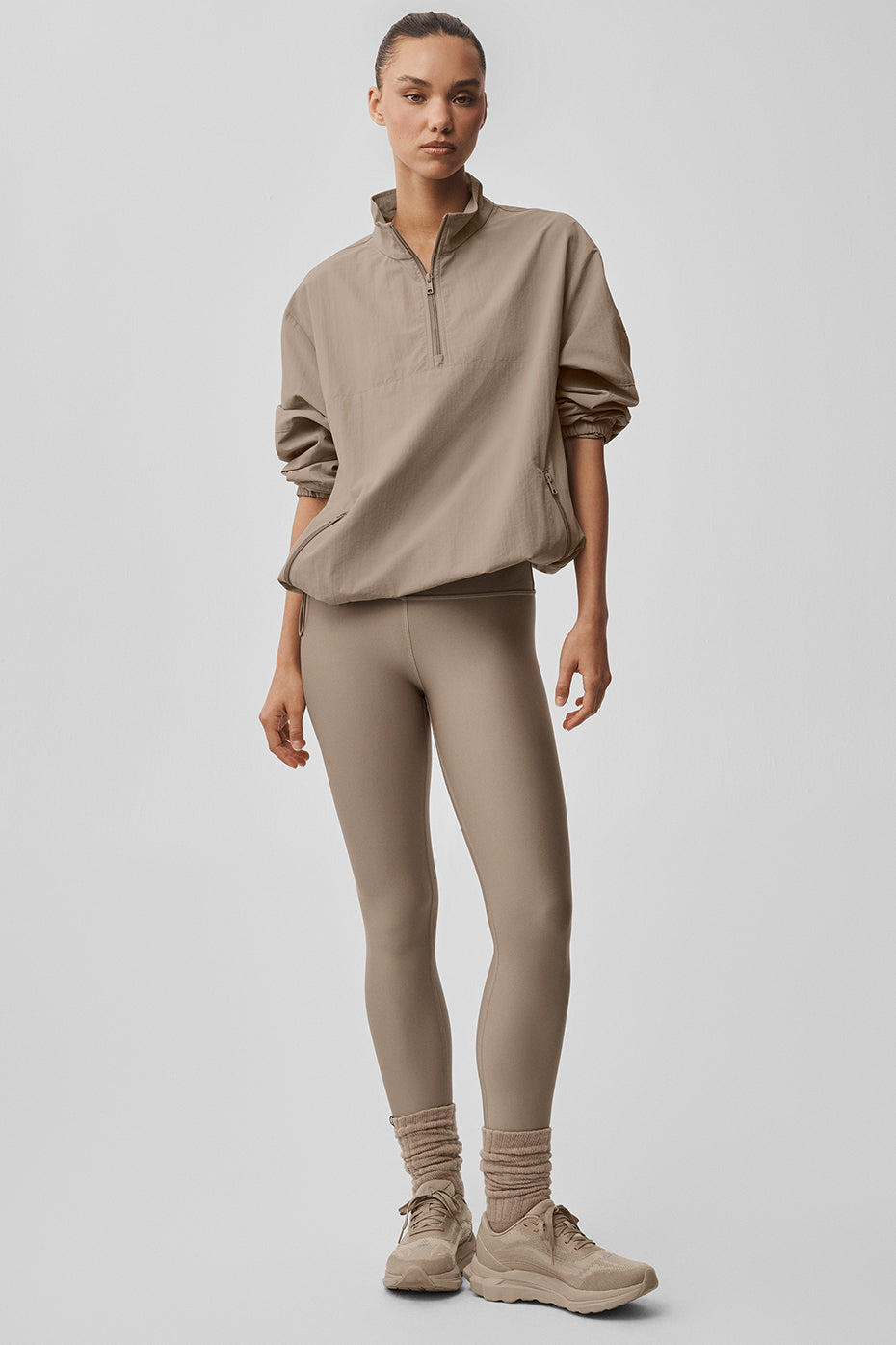 alo Light Weight Takeaway Track Pullover - Gravel