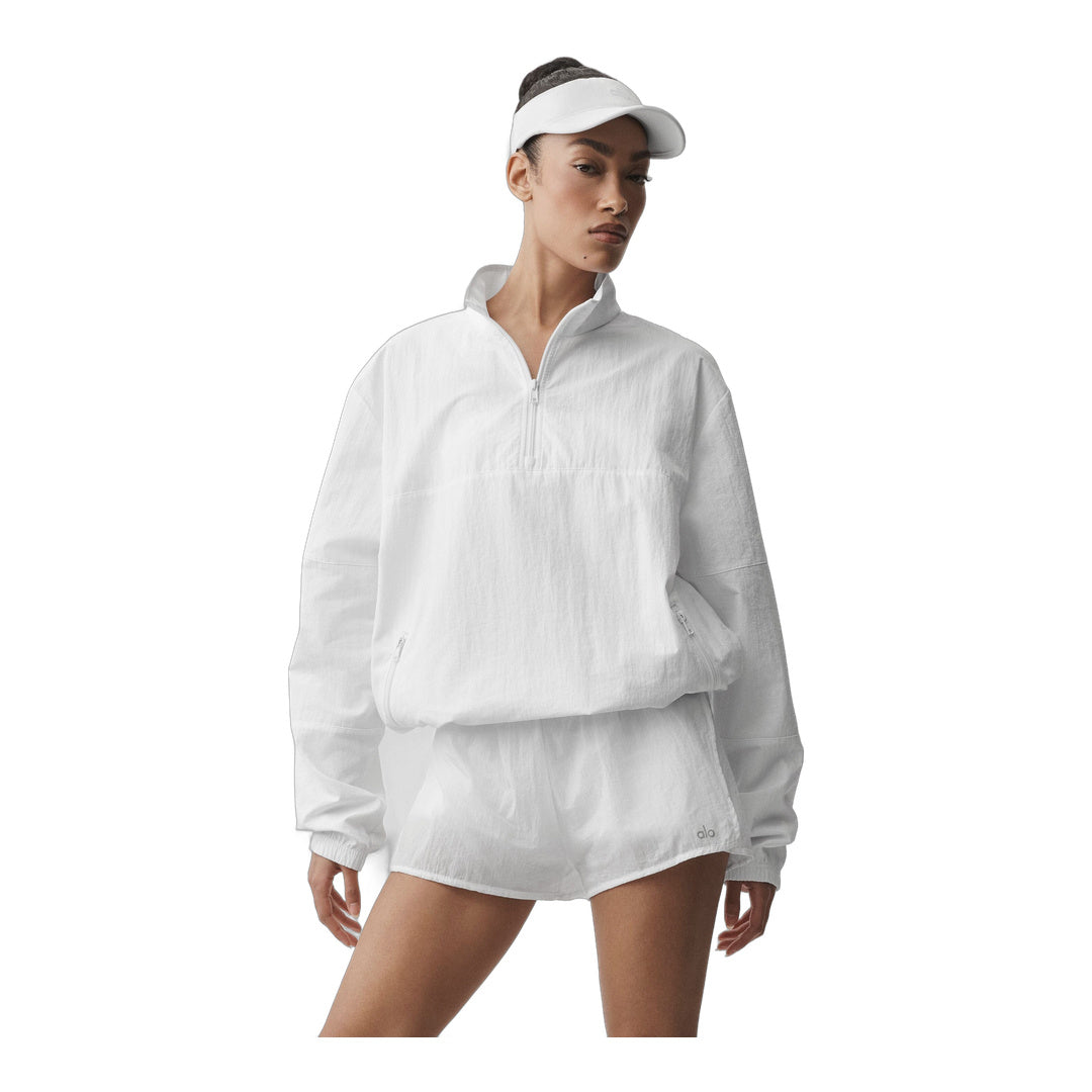 alo Light Weight Takeaway Track Pullover - White