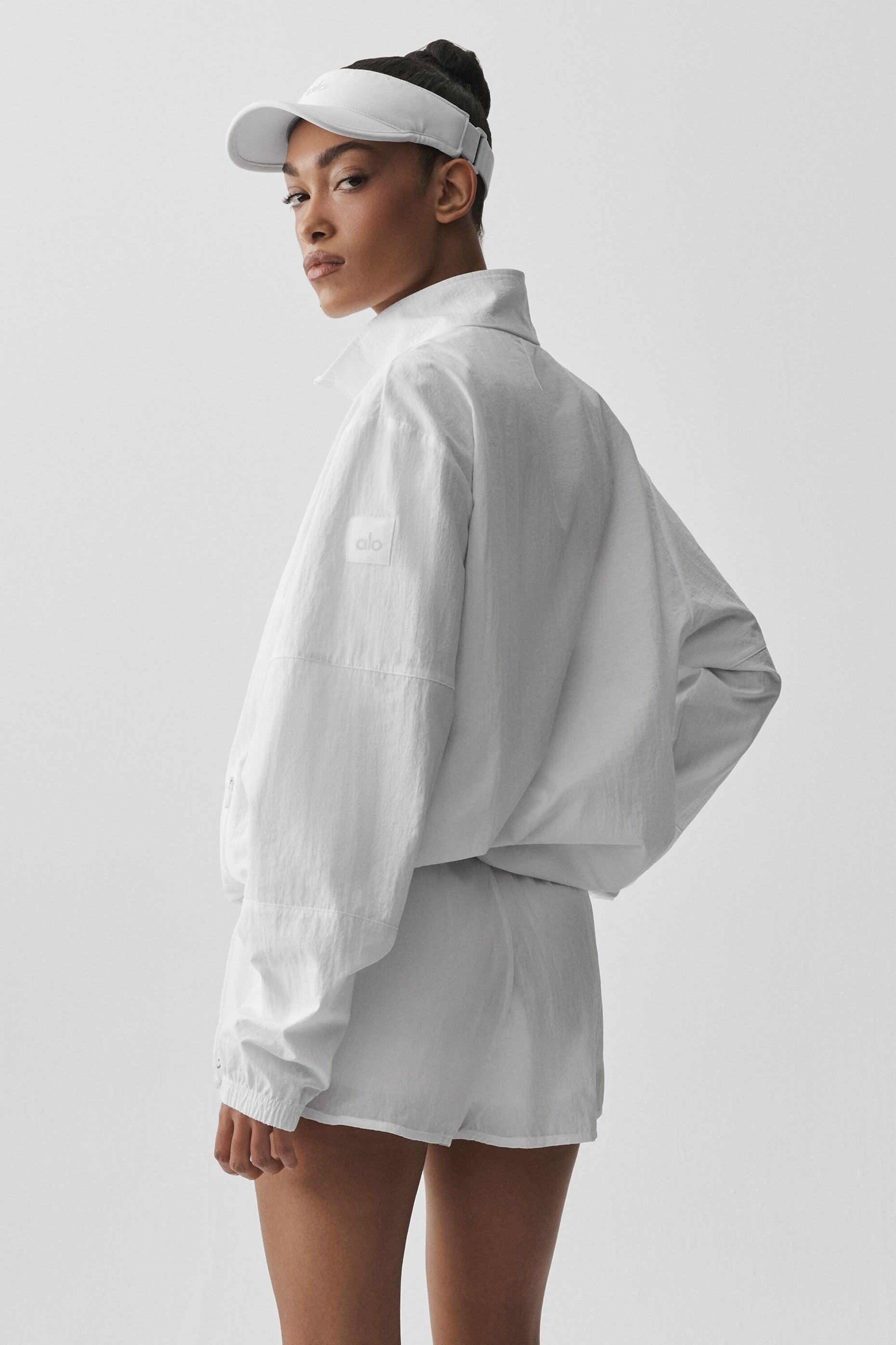 alo Light Weight Takeaway Track Pullover - White