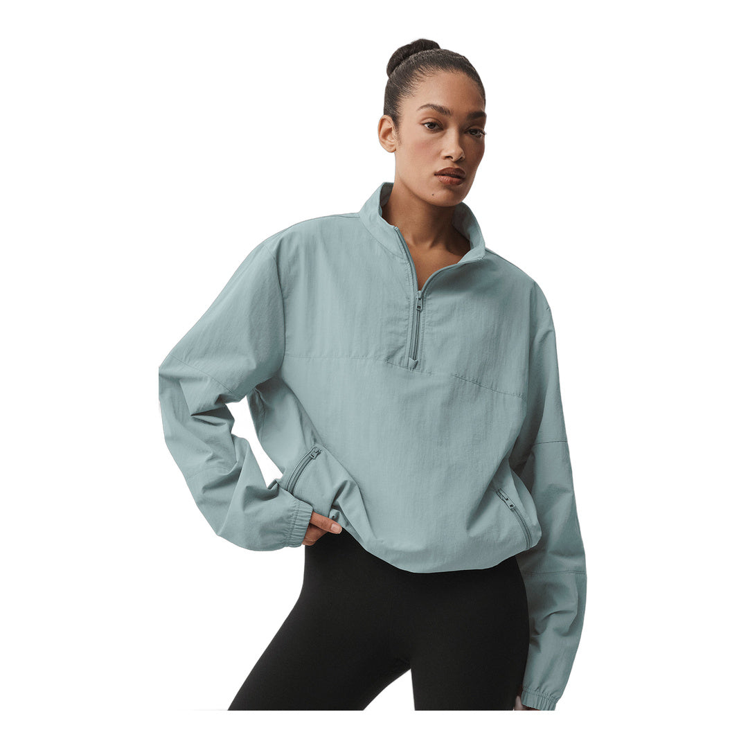 alo Light Weight Takeaway Track Pullover - Desert Sage