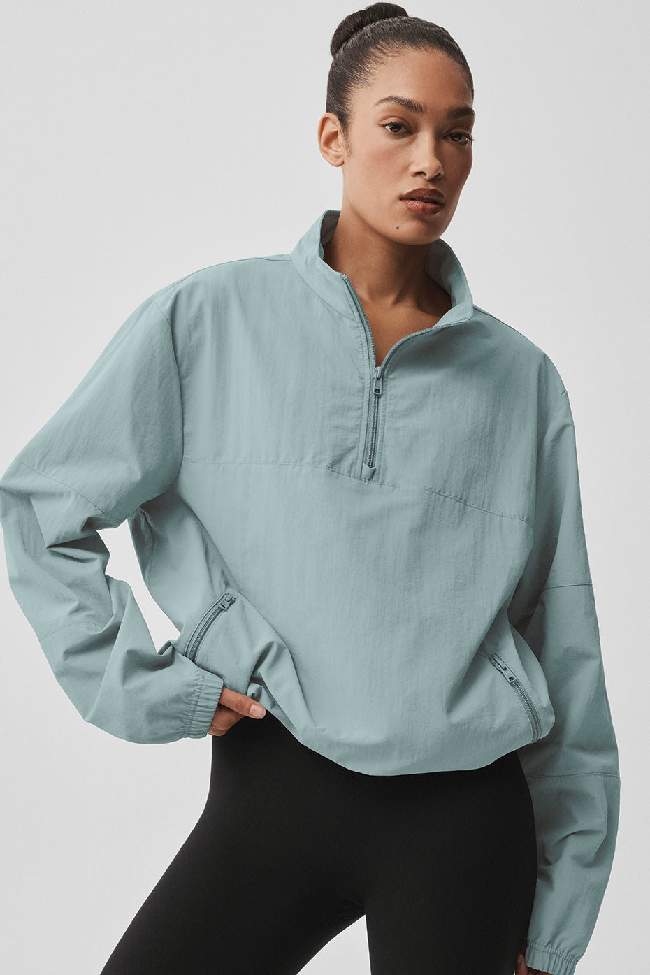 alo Light Weight Takeaway Track Pullover - Desert Sage