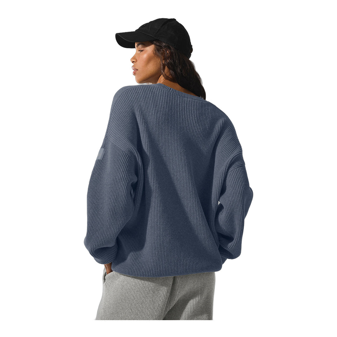 alo Domain Rib Knit Crew Sweater - Bluestone