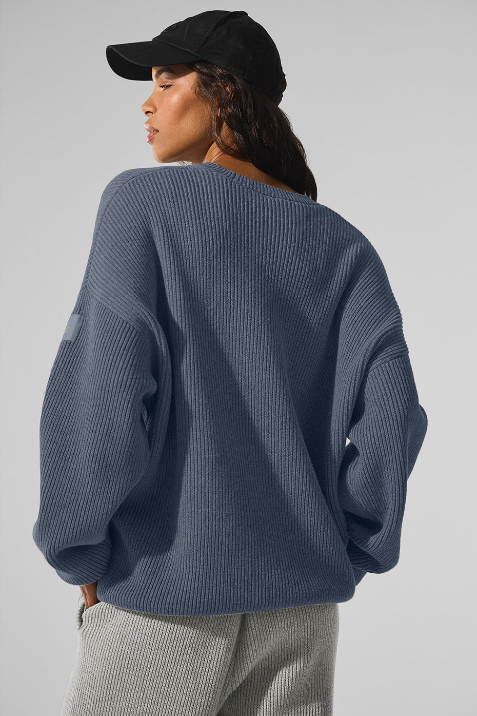 alo Domain Rib Knit Crew Sweater - Bluestone