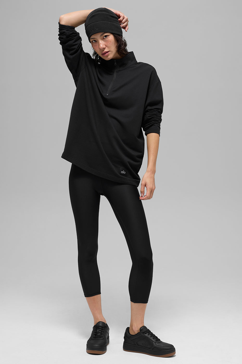alo Double Take Long Sleeve 1/4 Zip - Black