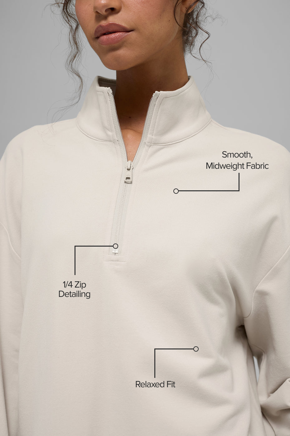 alo Double Take Long Sleeve 1/4 Zip - Bone