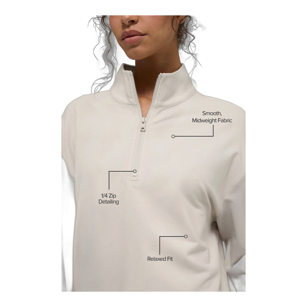 alo Double Take Long Sleeve 1/4 Zip - Bone