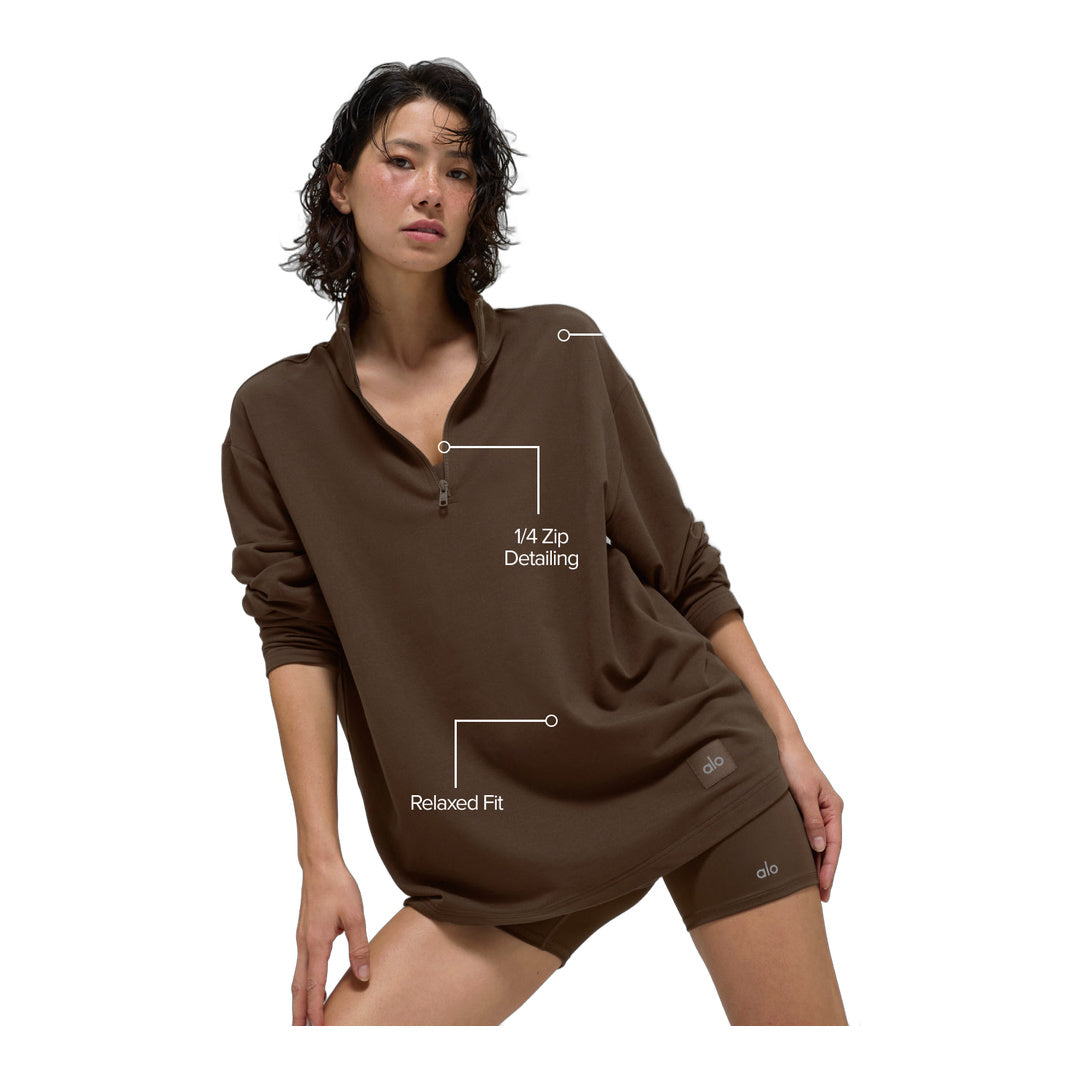 alo Double Take Long Sleeve 1/4 Zip - Espresso