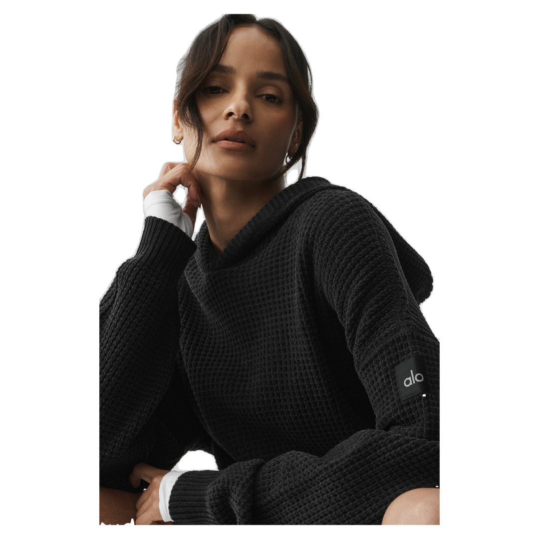 ALO Waffle Chenille Edition Hoodie - Black