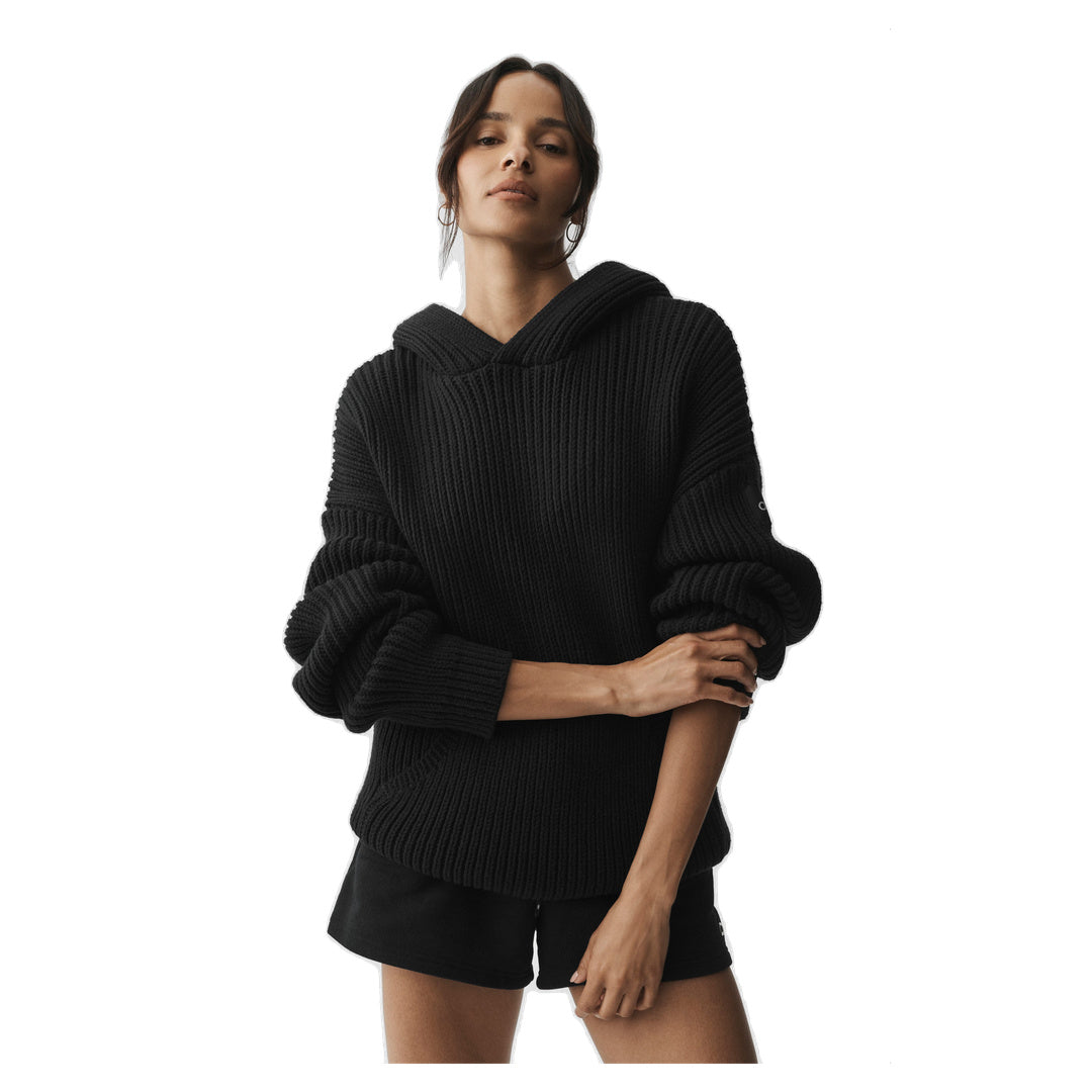 ALO Chunky Knit Rewind Hoodie - Black