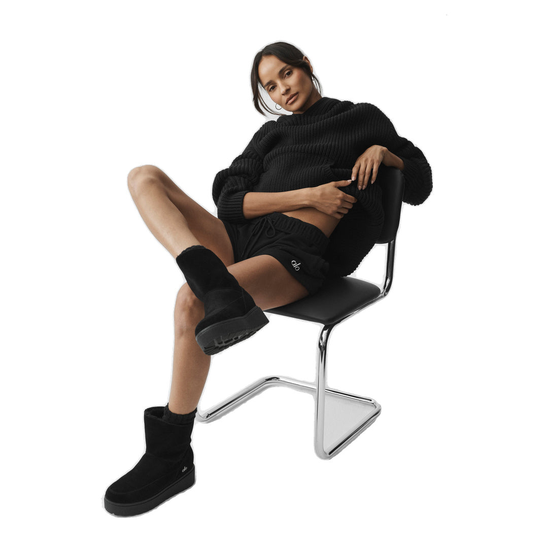 ALO Chunky Knit Rewind Hoodie - Black