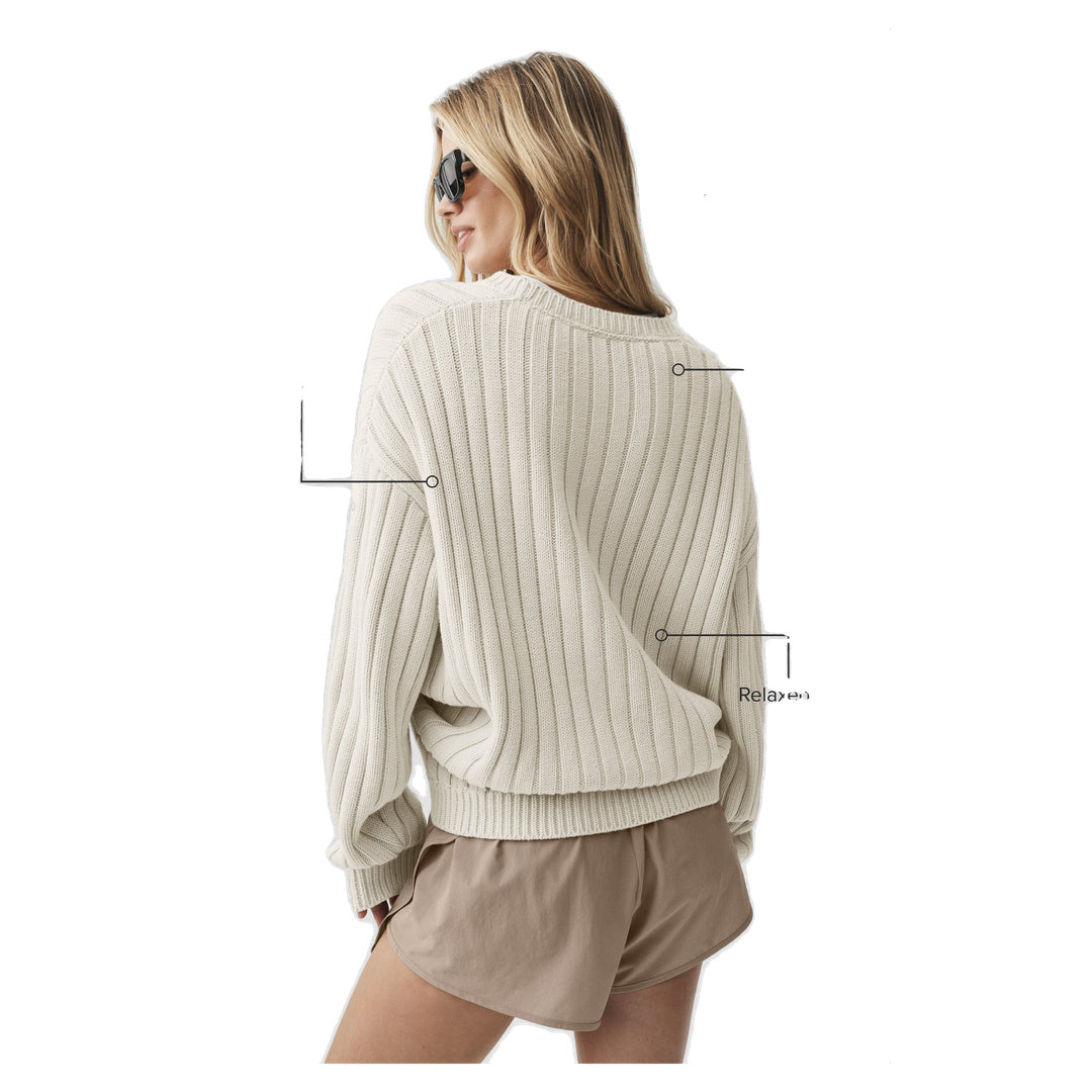 ALO Cotton Rib Parallel Sweater - Bone
