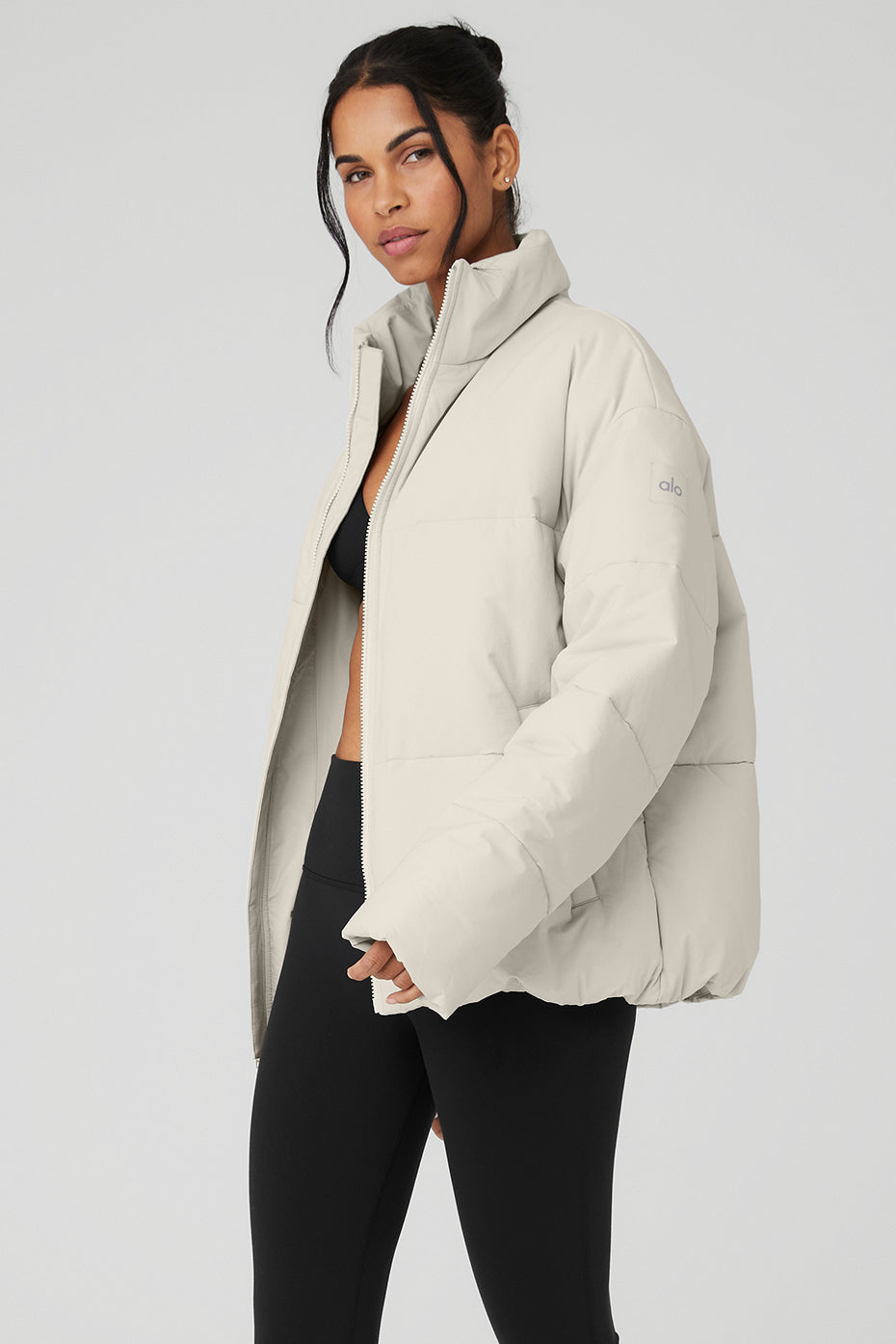 alo Stretch Woven Street Puffer - Bone