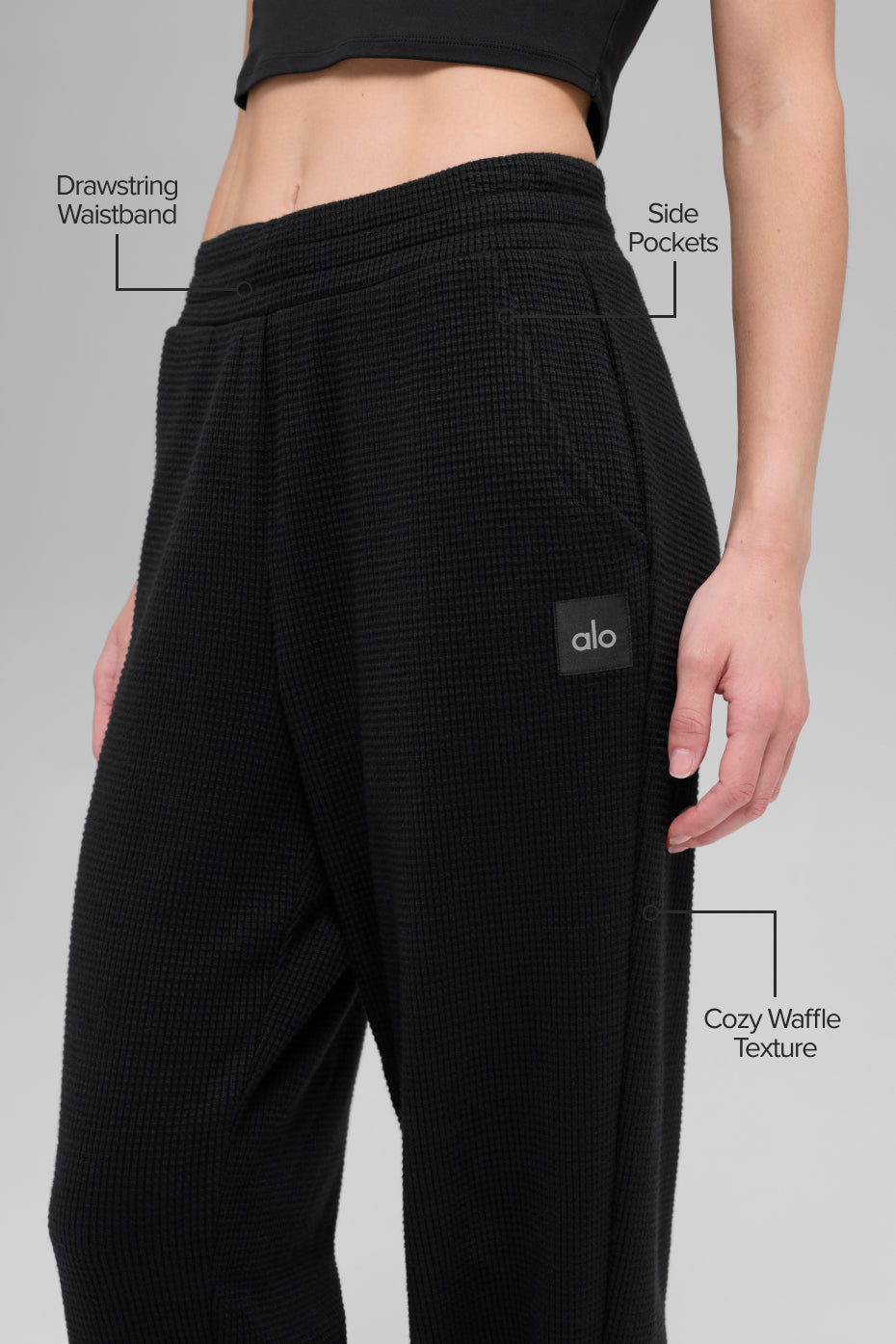 alo Waffle Weekend Escape Jogger - Black