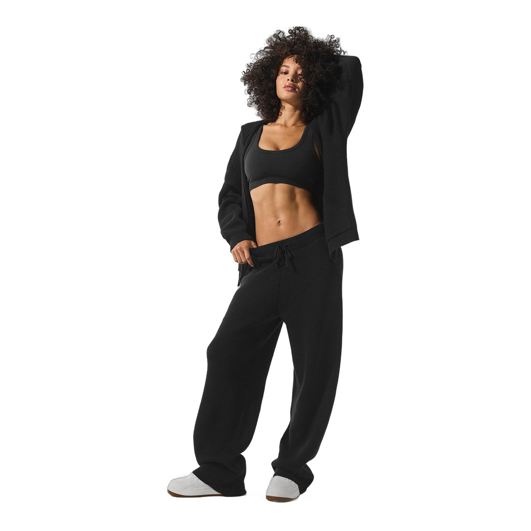 alo Domain Rib Knit Sweatpant - Black
