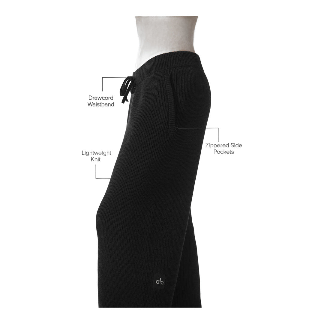 alo Domain Rib Knit Sweatpant - Black